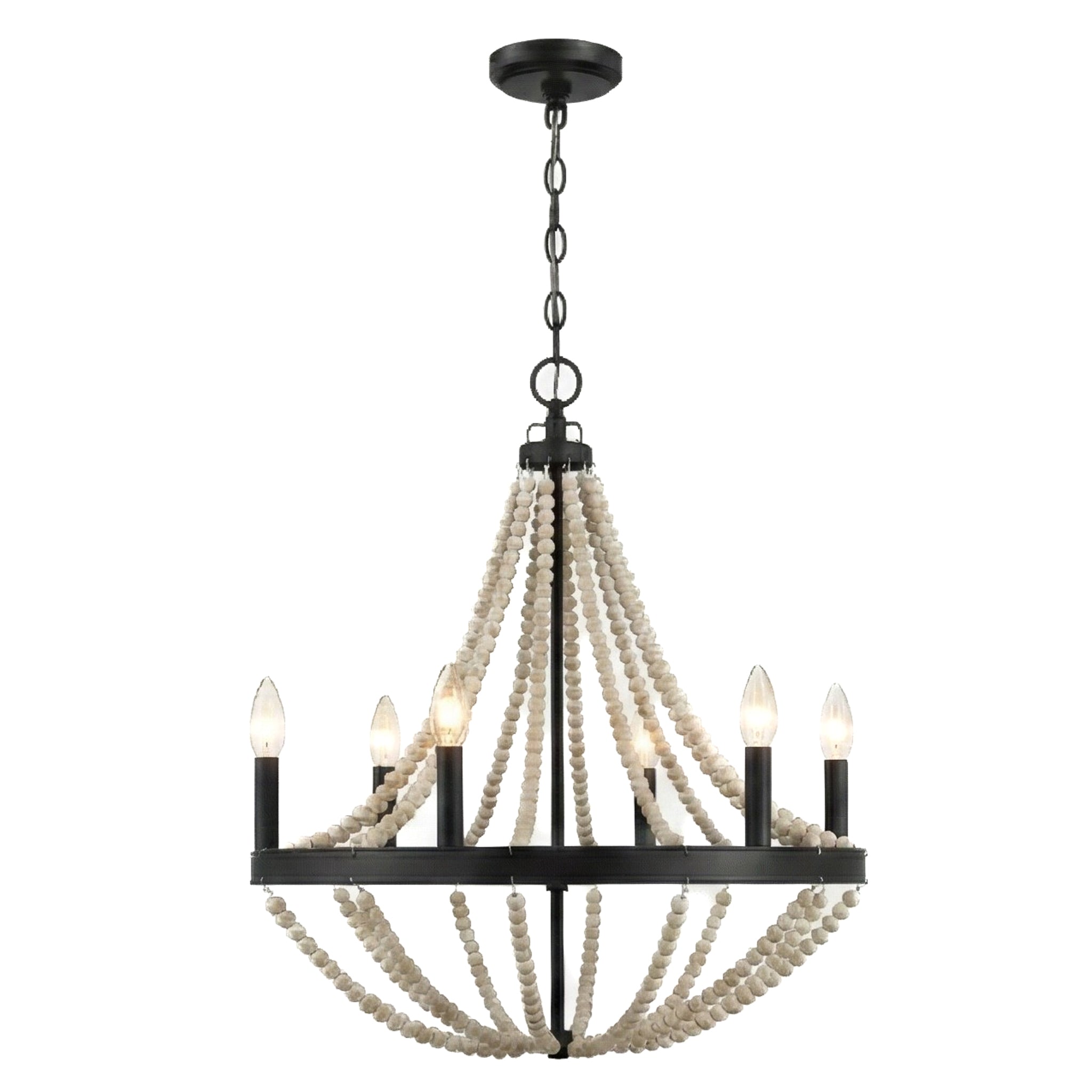 Starry 6-Light Wood Beaded Chandelier