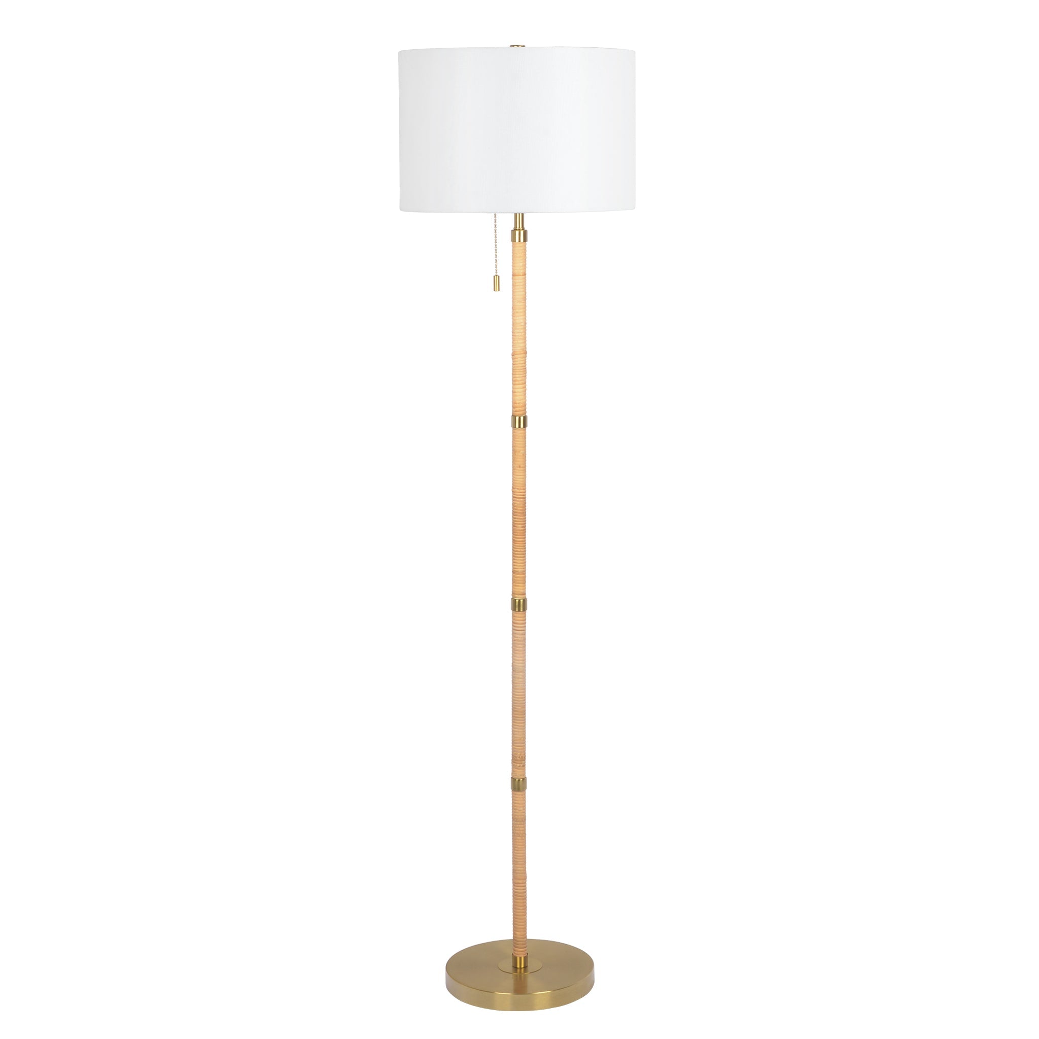 Stellar Wood Rattan Tube Floor Lamp