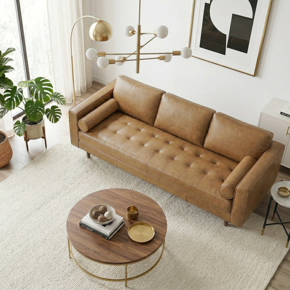 Tessa Genuine Tan Leather Sofa