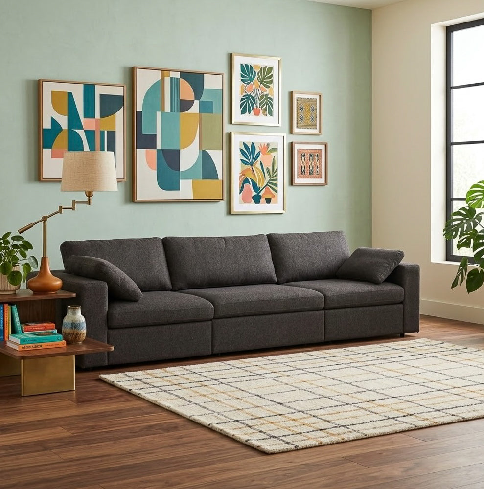 Texas Modern 3-Piece Modular Sofa - Dark Gray