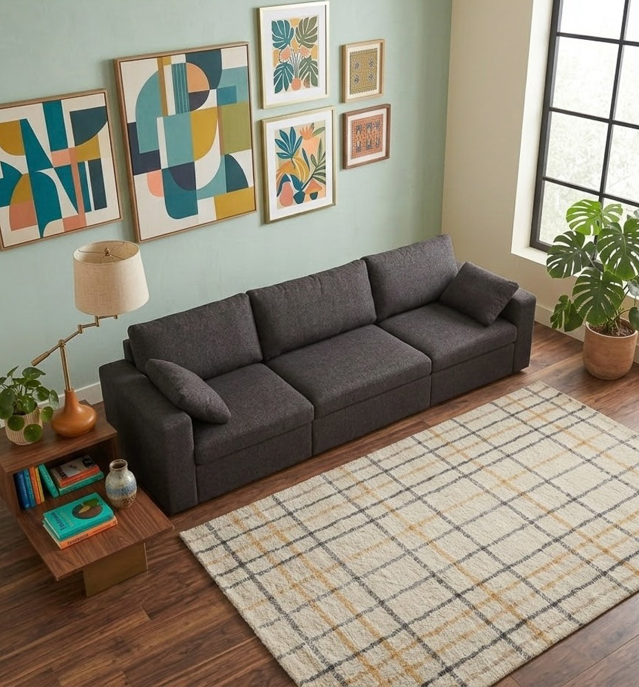 Texas Modern 3-Piece Modular Sofa - Dark Gray
