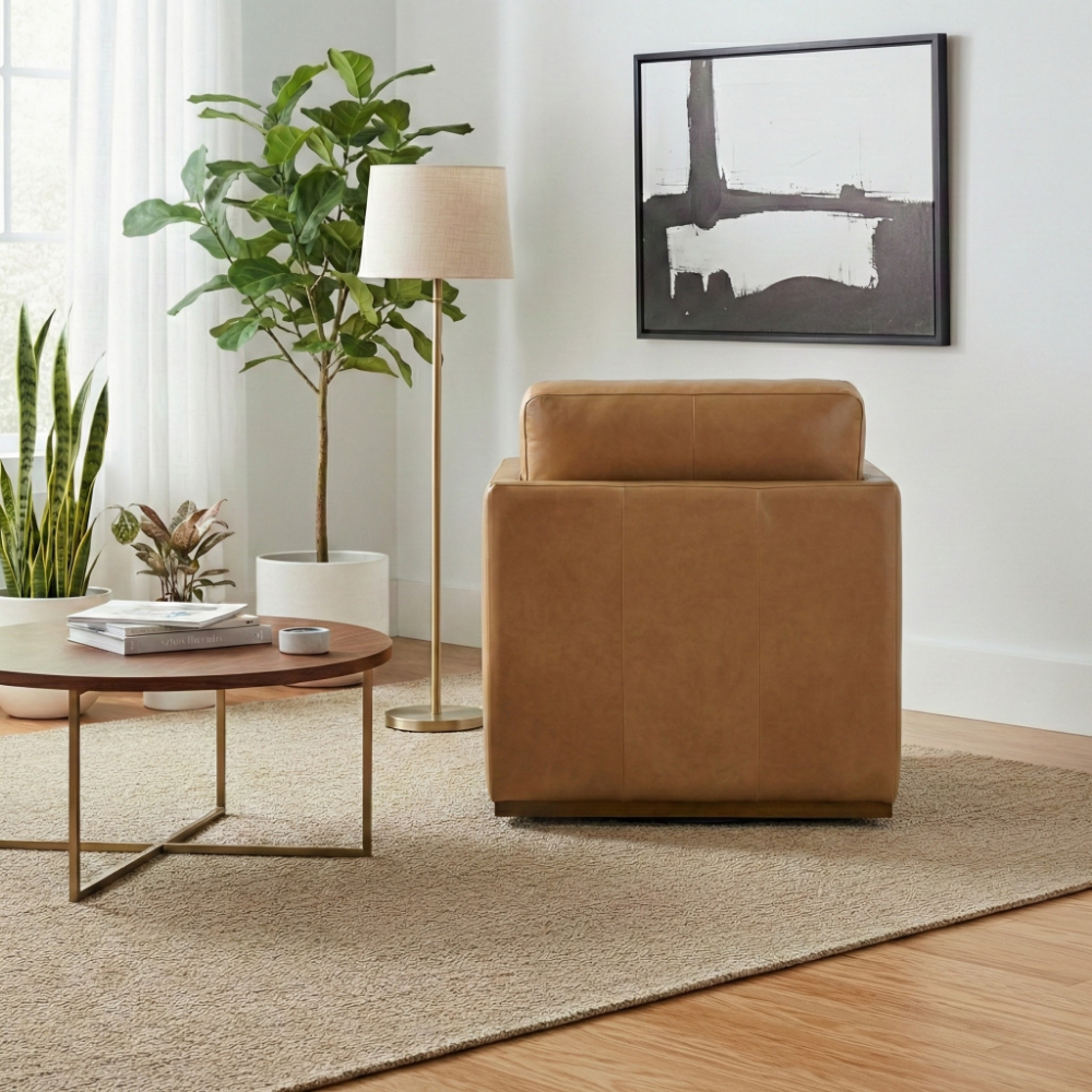 Victor Tan Leather Swivel Chair