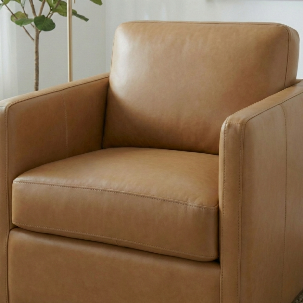 Victor Tan Leather Swivel Chair