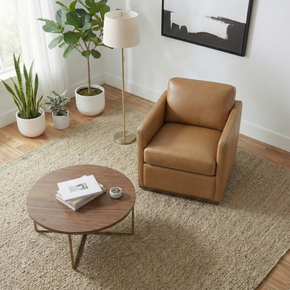 Victor Tan Leather Swivel Chair