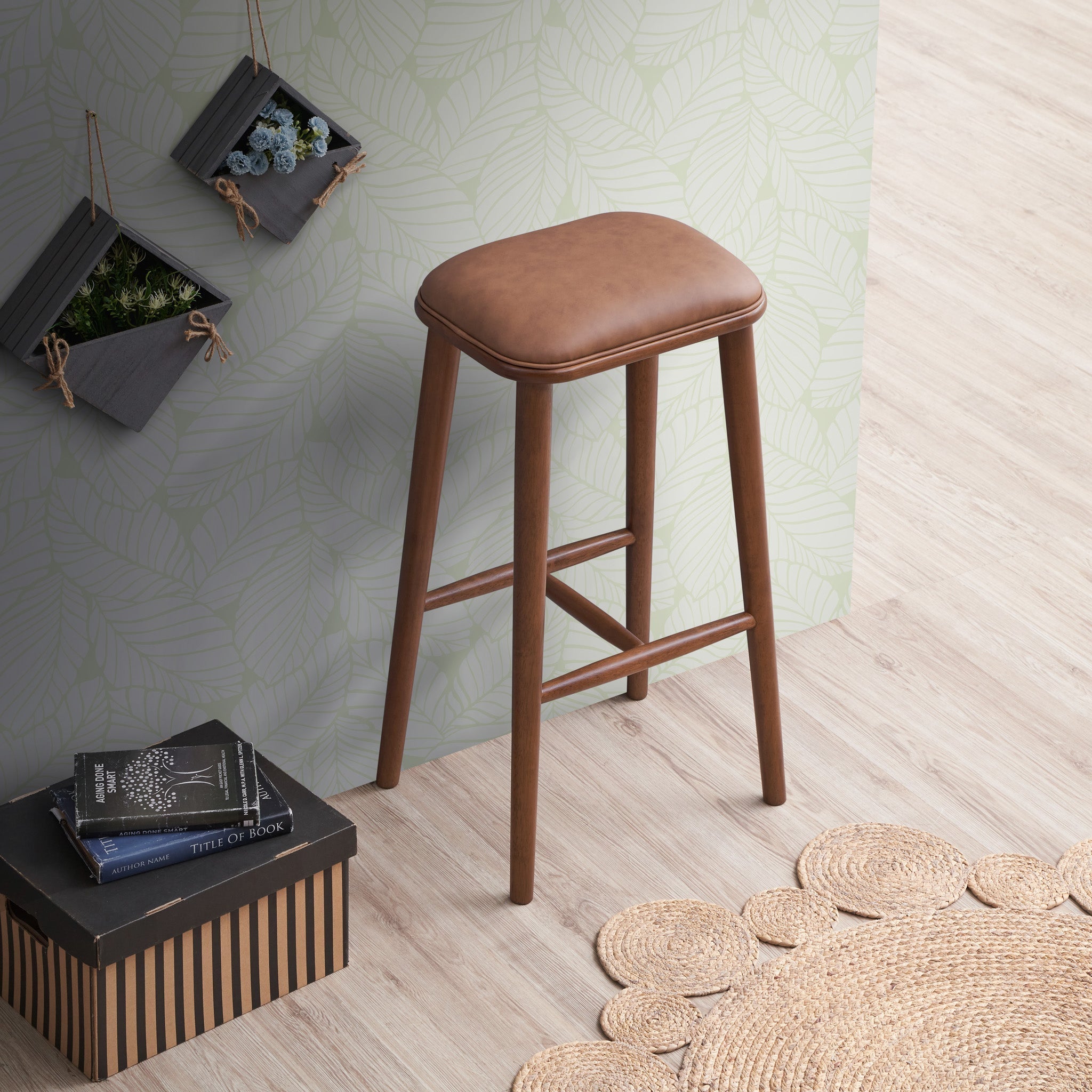 Westbury Walnut Vegan Leather Bar Stool
