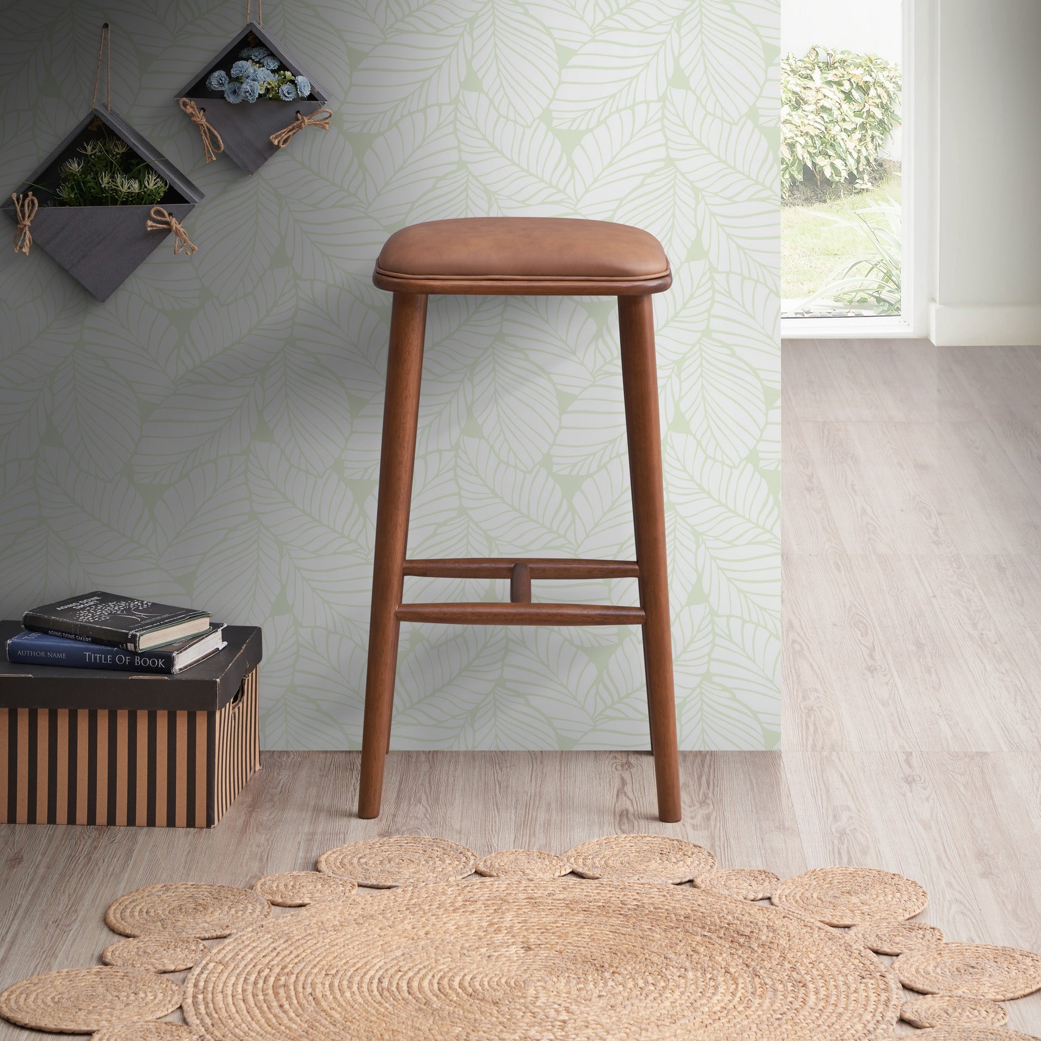 Westbury Walnut Vegan Leather Bar Stool