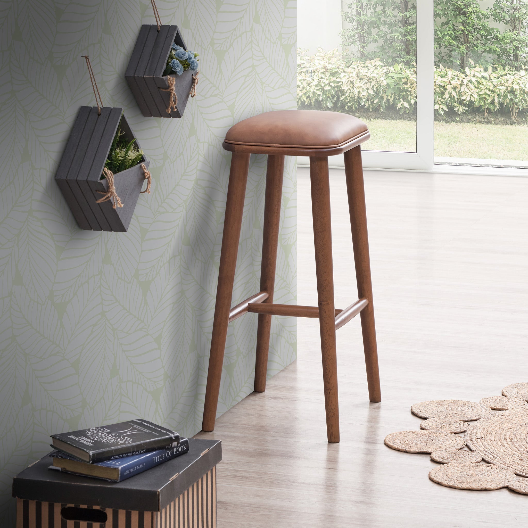 Westbury Walnut Vegan Leather Bar Stool