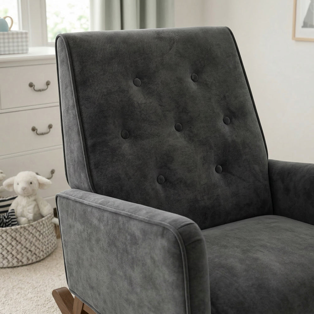 Windsor Dark Grey Microfiber Rocking Chair