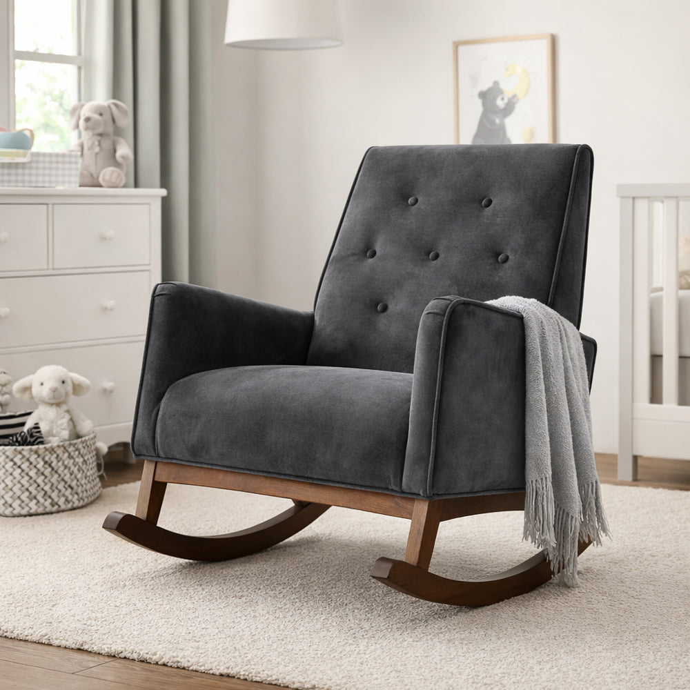 Windsor Dark Grey Microfiber Rocking Chair