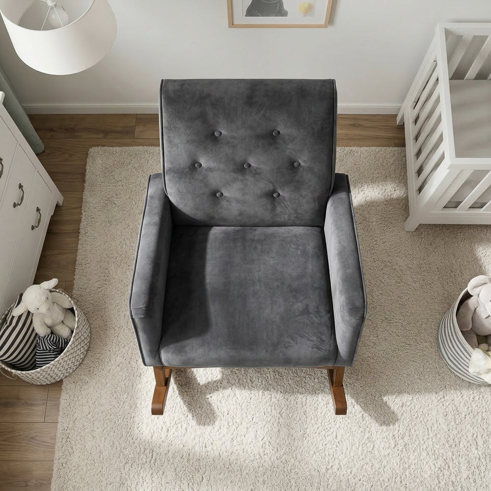 Windsor Dark Grey Microfiber Rocking Chair