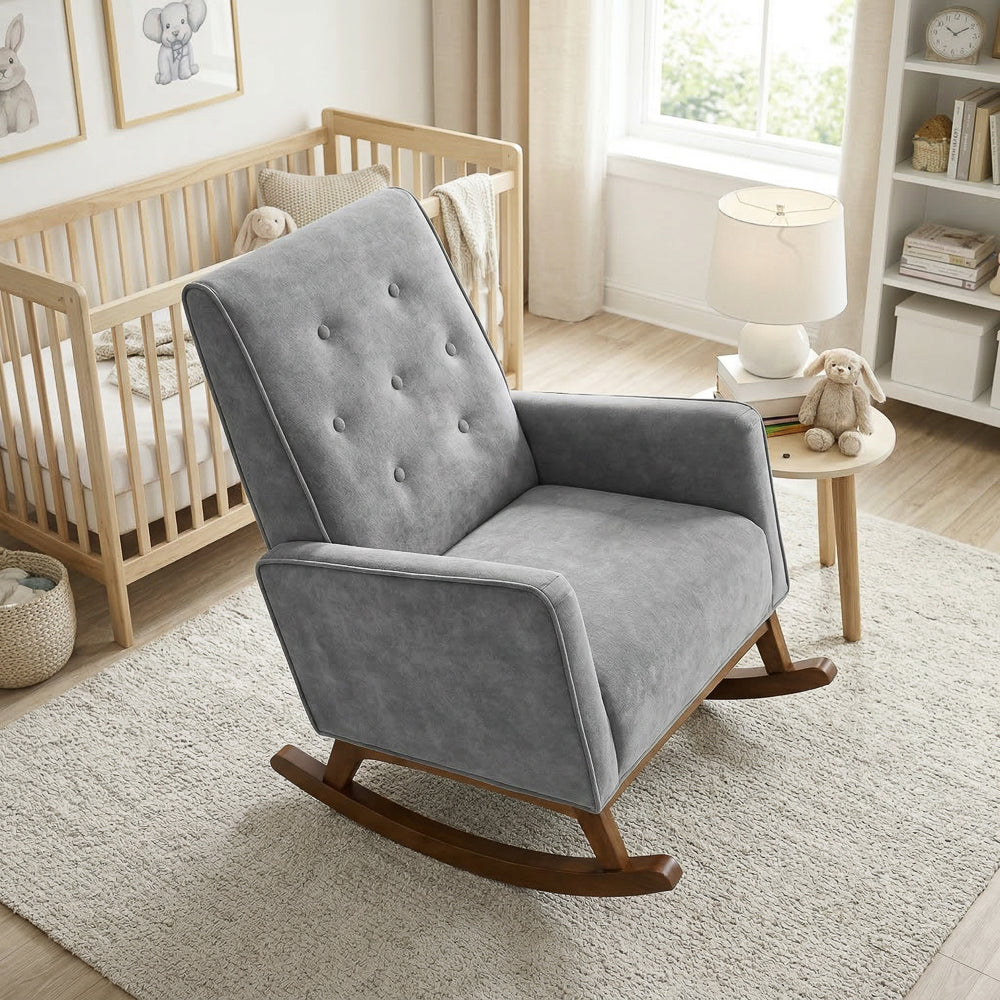 Windsor Grey Microfiber Rocking Chair