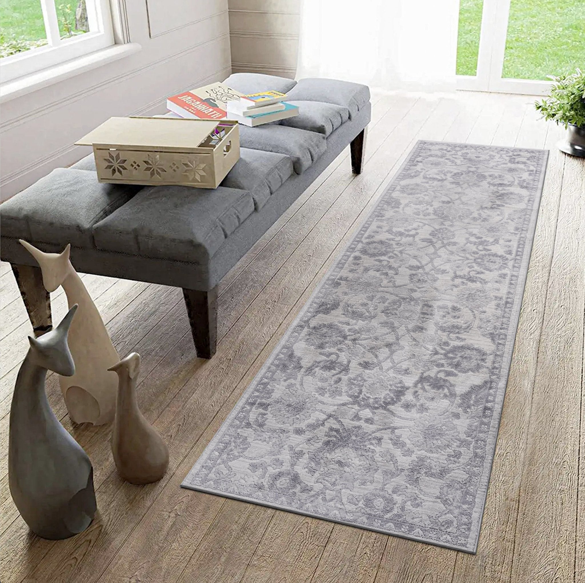 Marfi Grey-Silver Runner Rug 2'2'' x 8'
