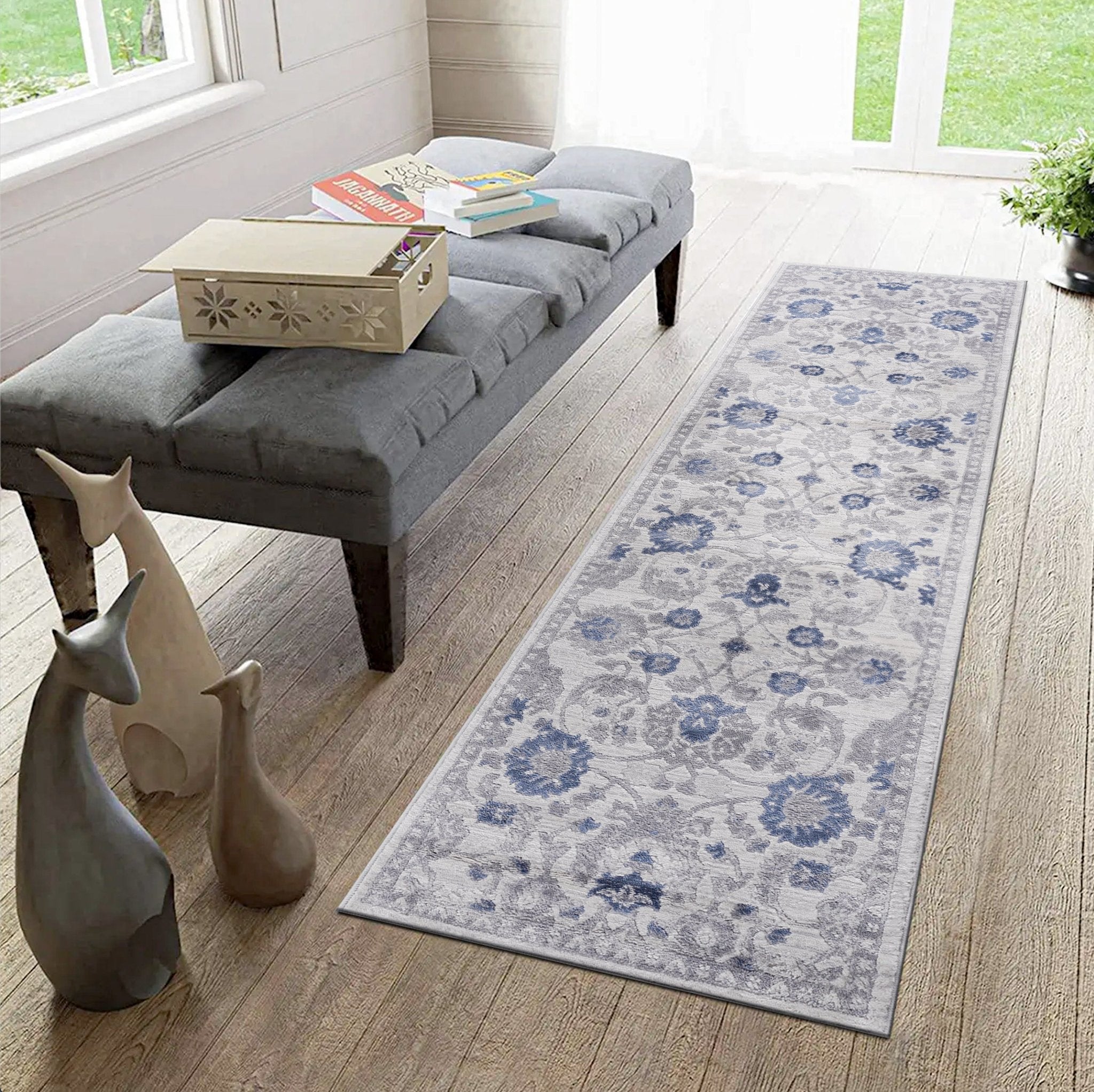Marfi Blue-Silver Runner Rug 2'2'' x 8'