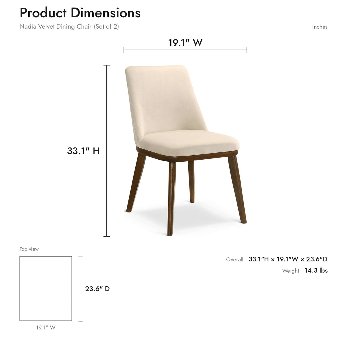 Product dimensions diagram