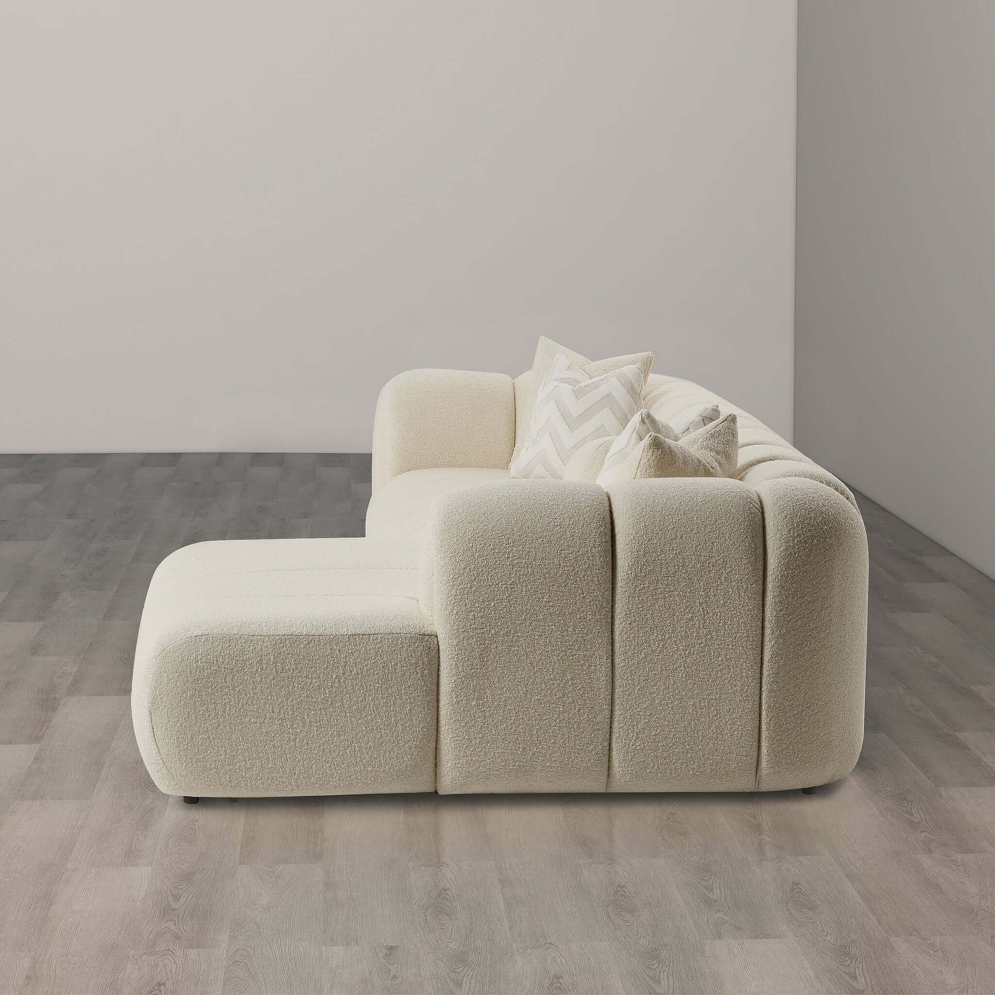 Bellini Ivory Boucle Right Sectional Sofa - New York Modern Furniture