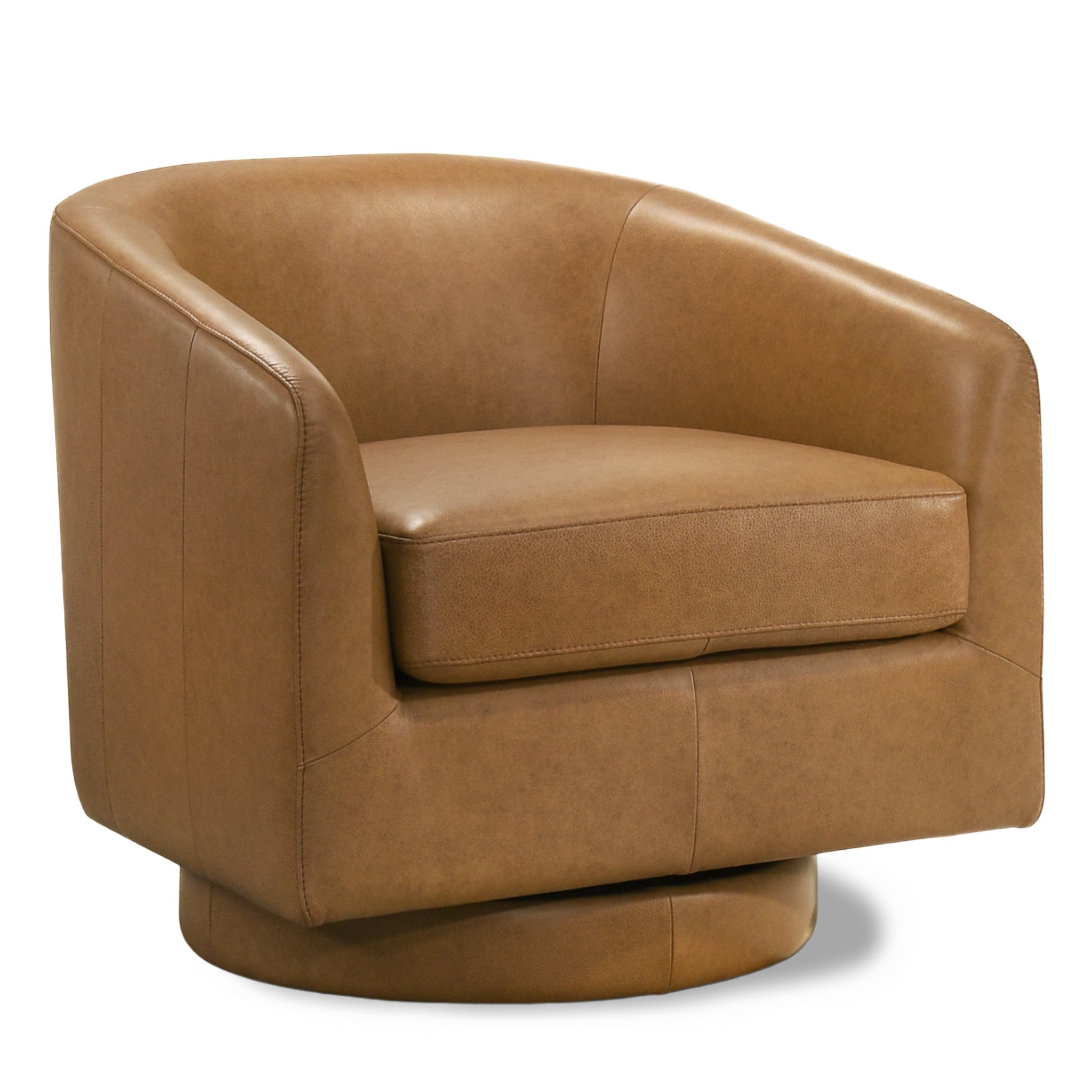 Clayton Luxury Top-Grain Leather Swivel Chair with Supportive Back - New York Modern Furniture