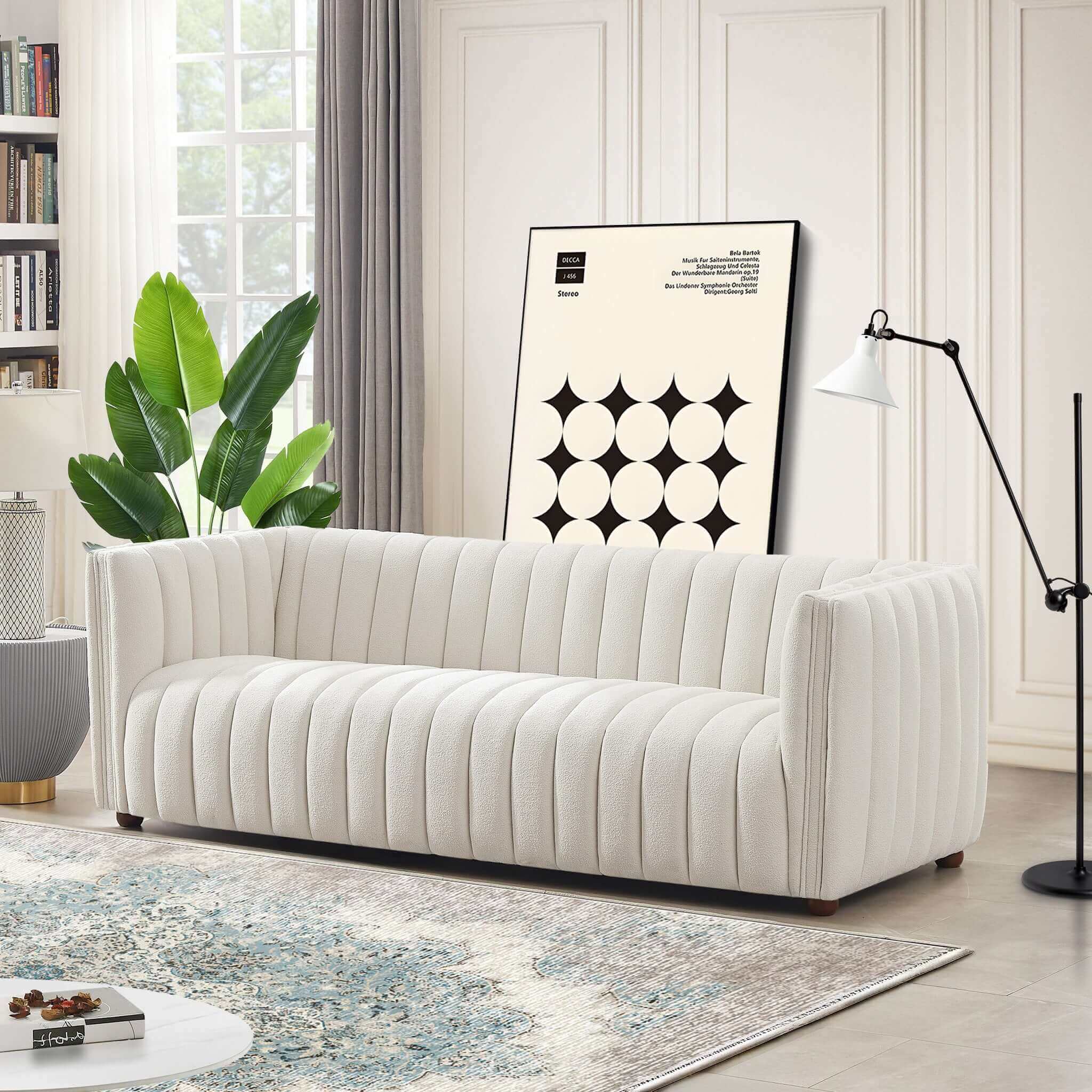 Fiske Channel Tufted Modern Boucle Sofa - New York Modern Furniture