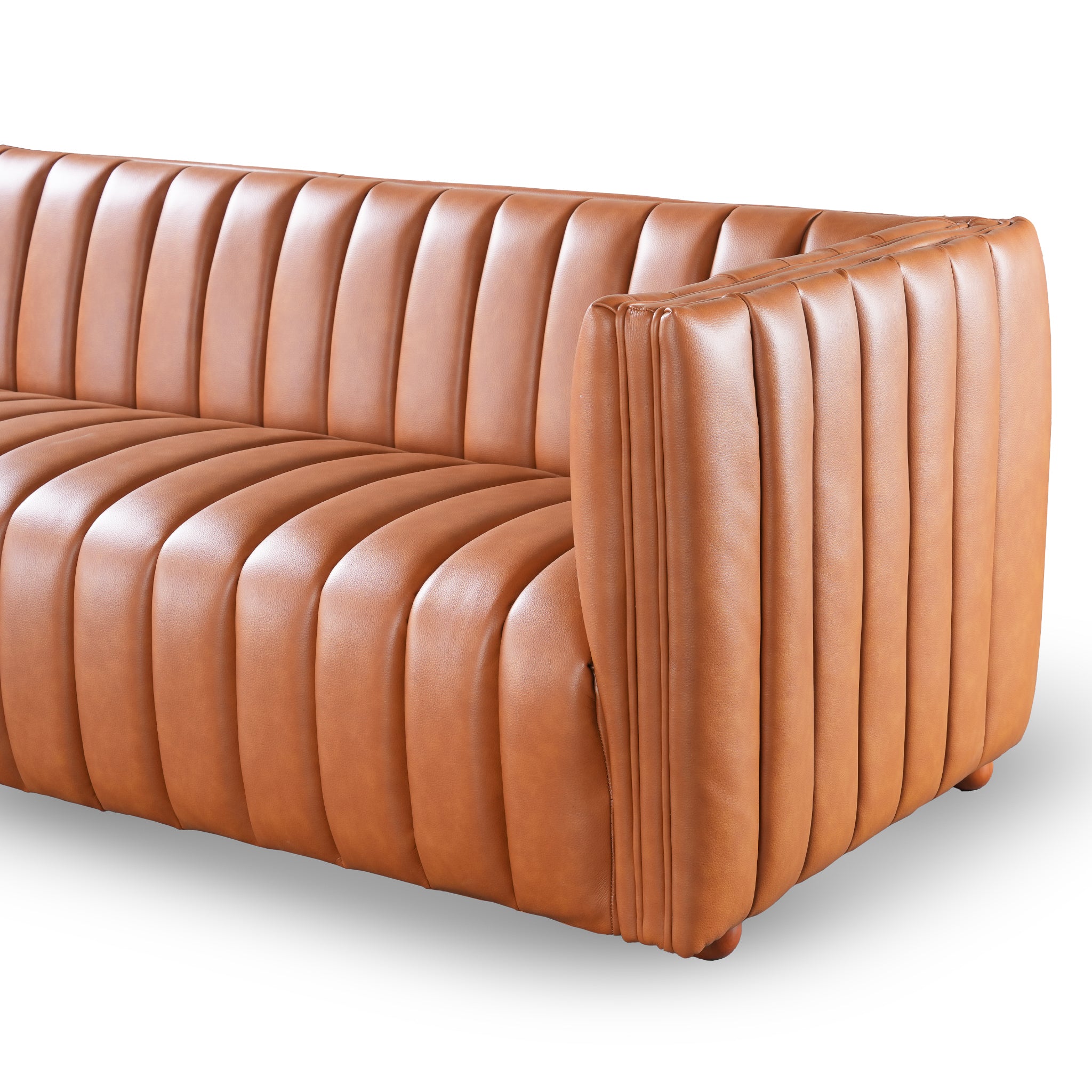 Fiske Genuine Leather Channel Tufted Sofa - New York Modern Furniture