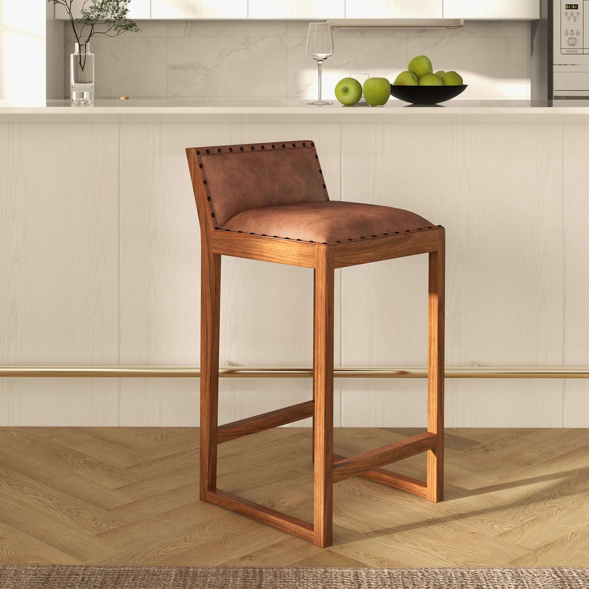 Gabe Tan Leather Counter Chair - New York Modern Furniture
