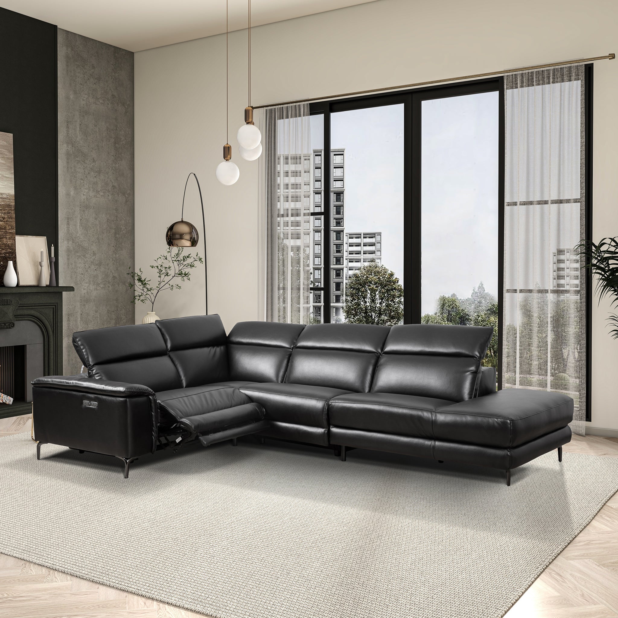Grayson Vegan Leather Reclining Sectional Sofa - New York Modern Furniture