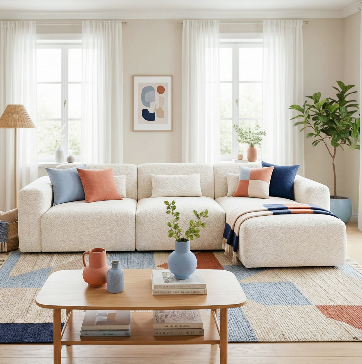 Havre 3-Piece Modern Boucle Sectional Sofa with Right-Hand Chaise - New York Modern Furniture