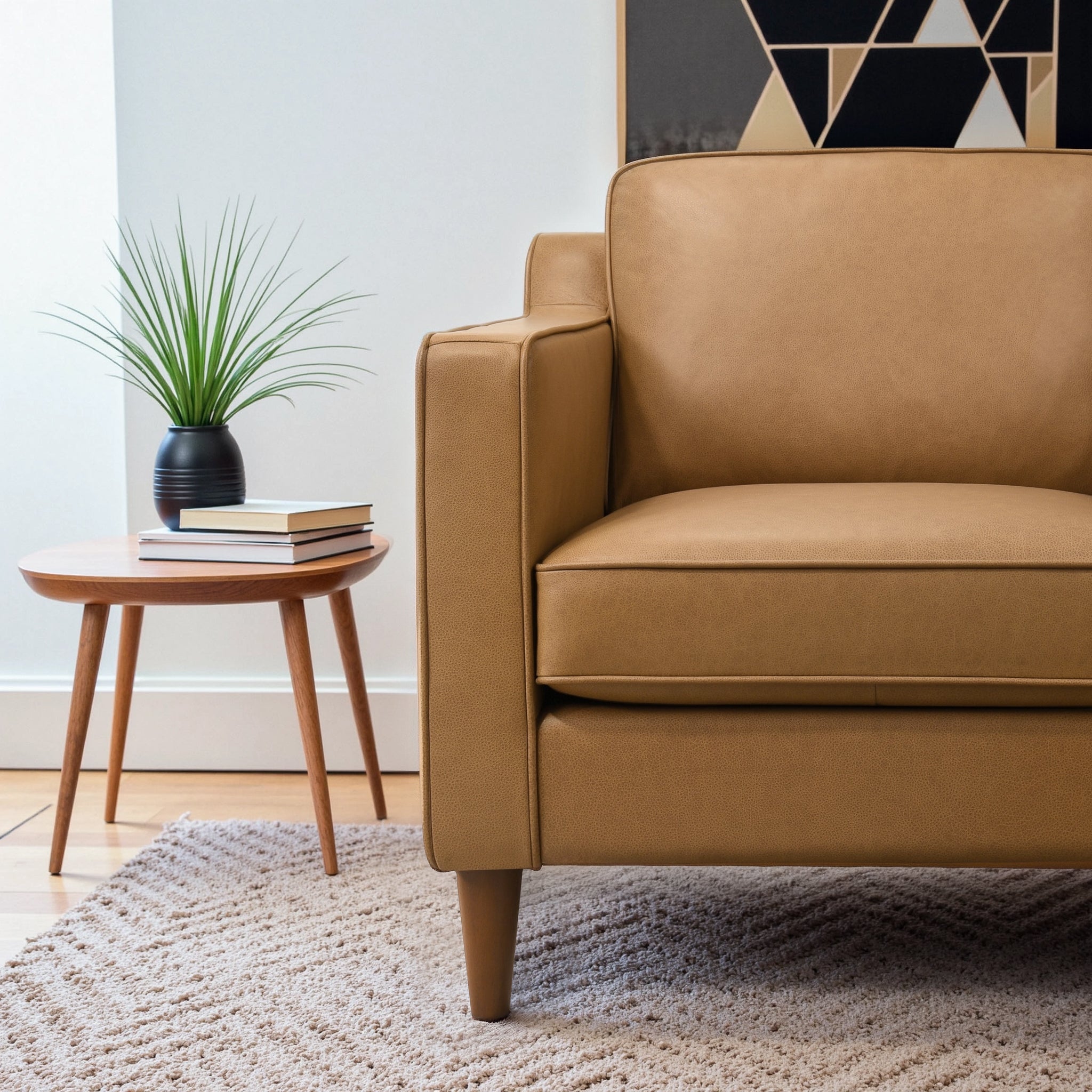 Hicks Top Grain Leather Accent Chair with Mid-Century Modern Style - New York Modern Furniture
