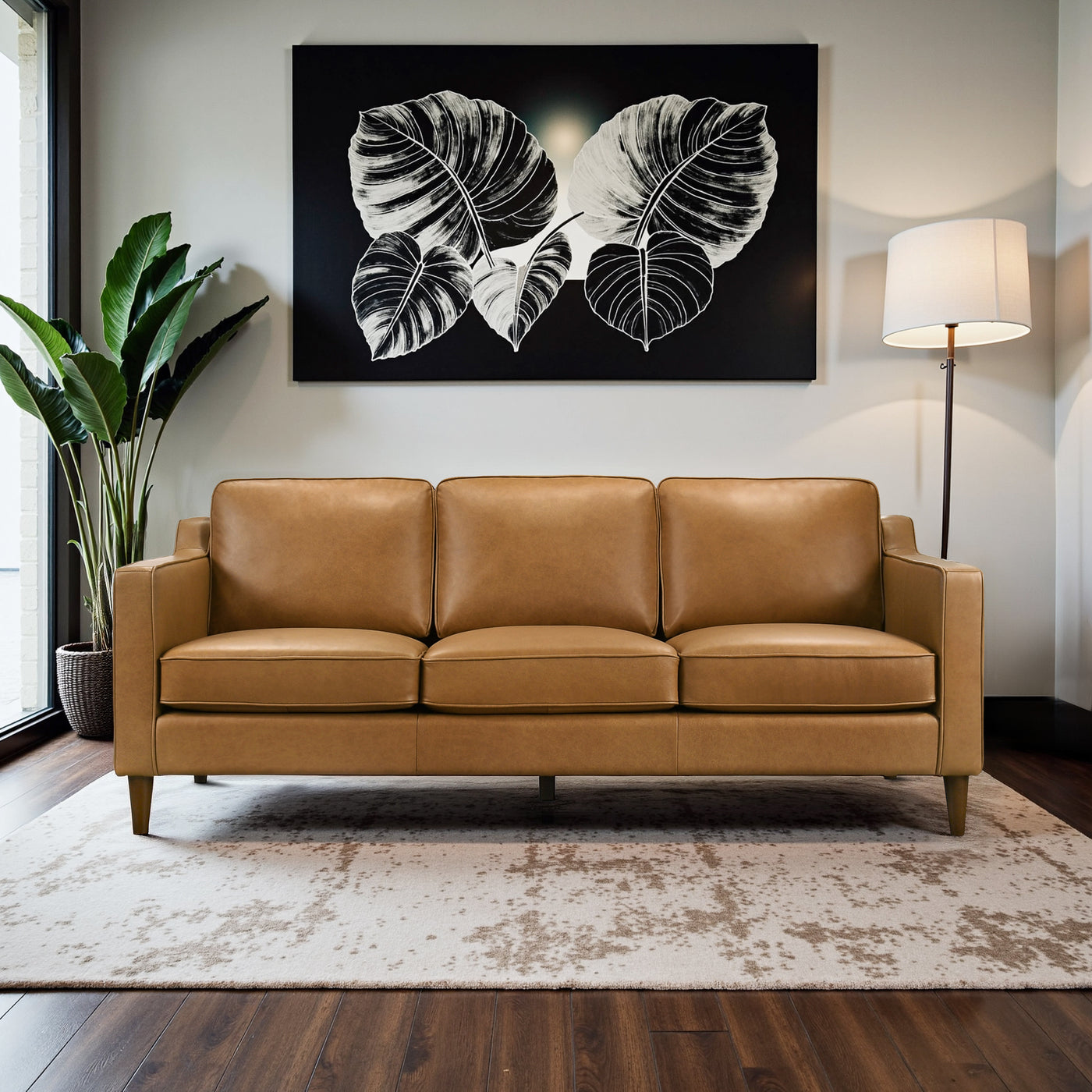 Hicks Mid-Century Modern Buffalo Leather Sofa - New York Modern Furniture