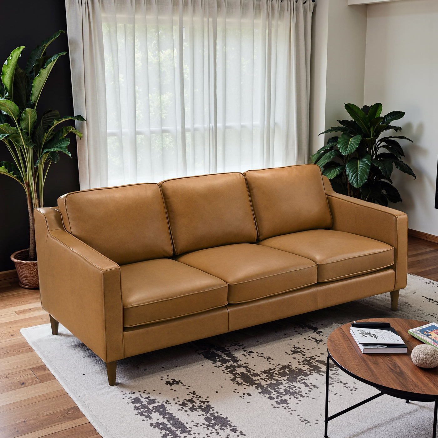 Hicks Mid-Century Modern Buffalo Leather Sofa - New York Modern Furniture