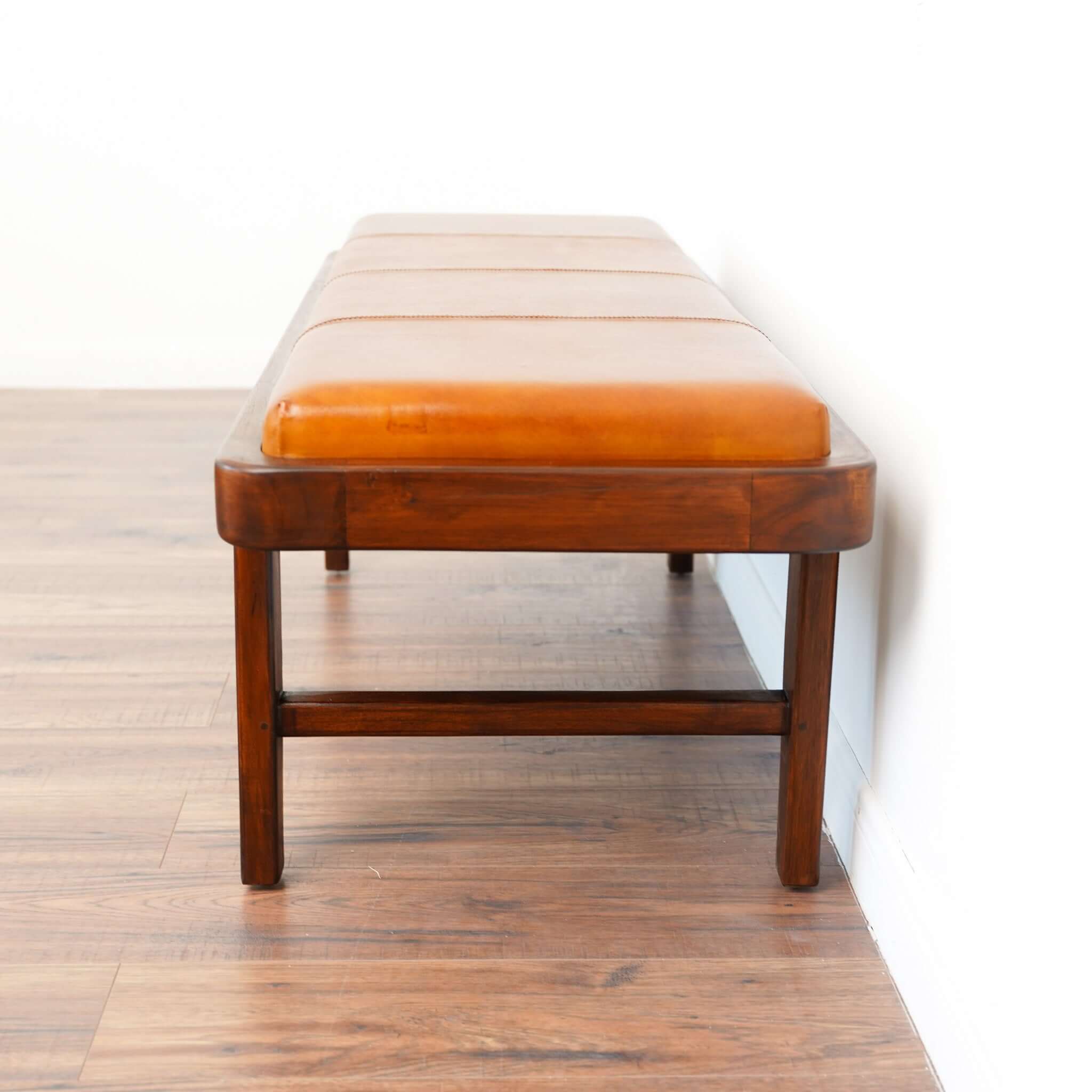 Lennox Tan Leather Bench -  New York Modern Furniture