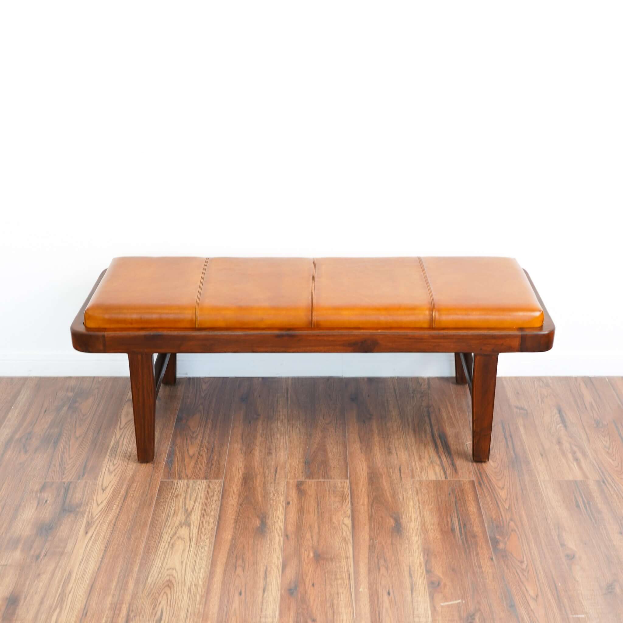 Lennox Tan Leather Bench -  New York Modern Furniture