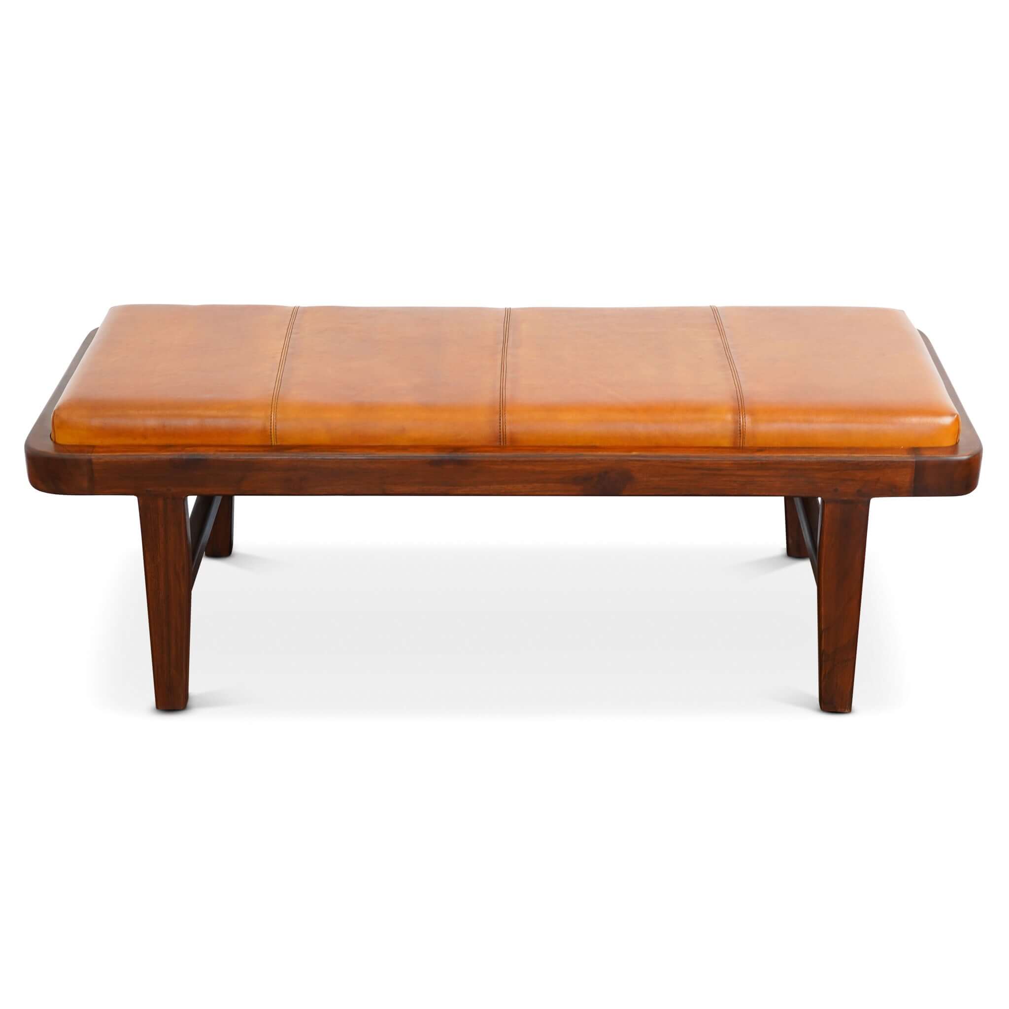 Lennox Tan Leather Bench -  New York Modern Furniture