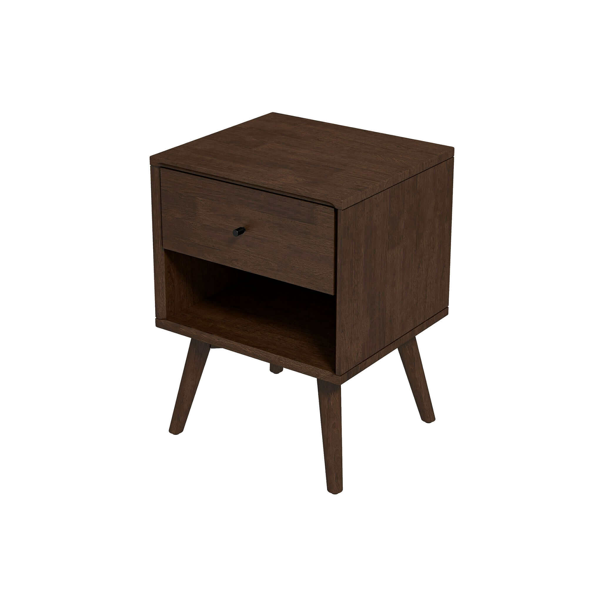 Luca Modern Walnut Nightstand – Solid Wood Bedside Table with Drawer - New York Modern Furniture