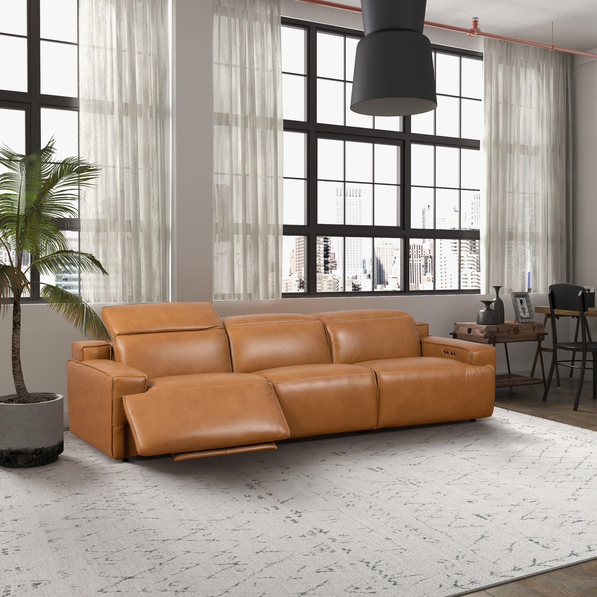 Lucas Leather Triple PWR Recliner Sofa - New York Modern Furniture