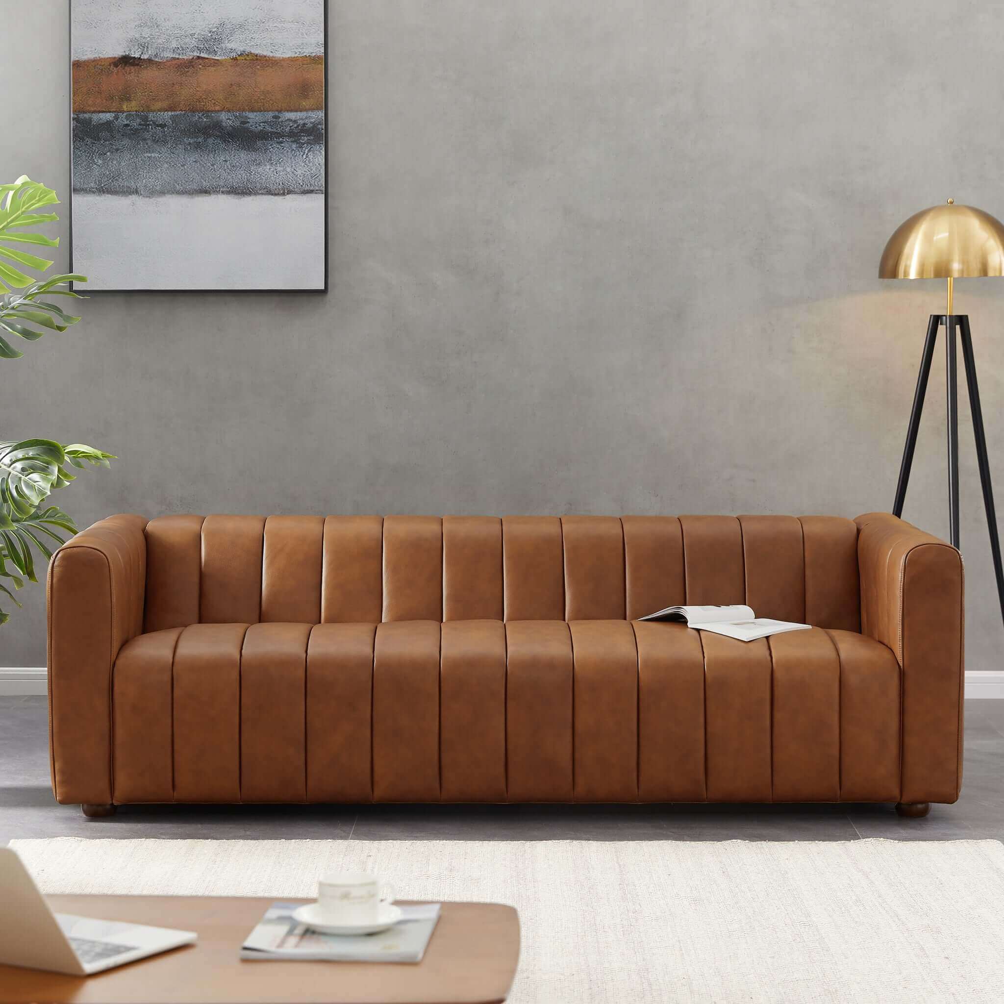 Macosa Cognac Leather Sofa