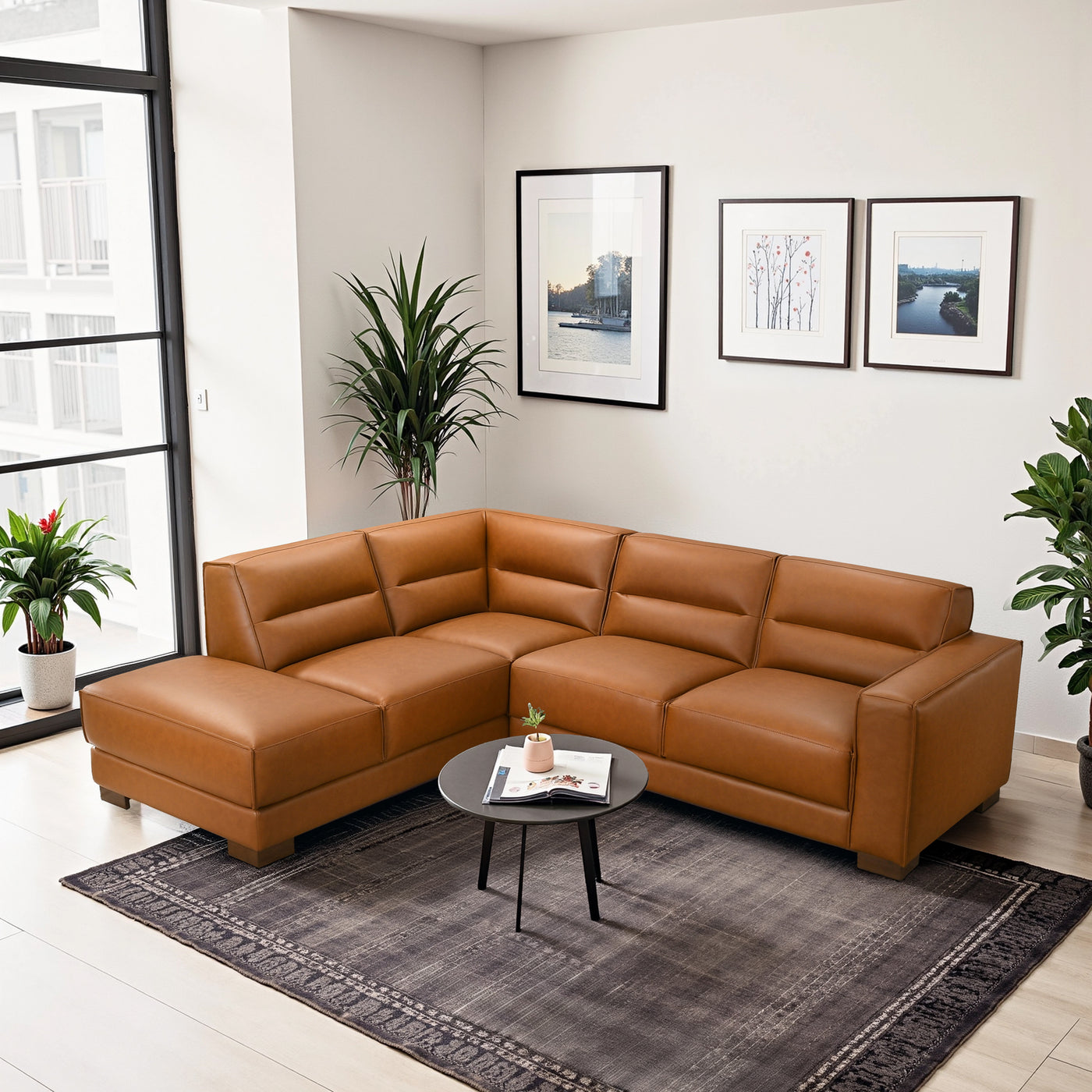 Marion Vegan Leather Sectional Sofa - New York Modern