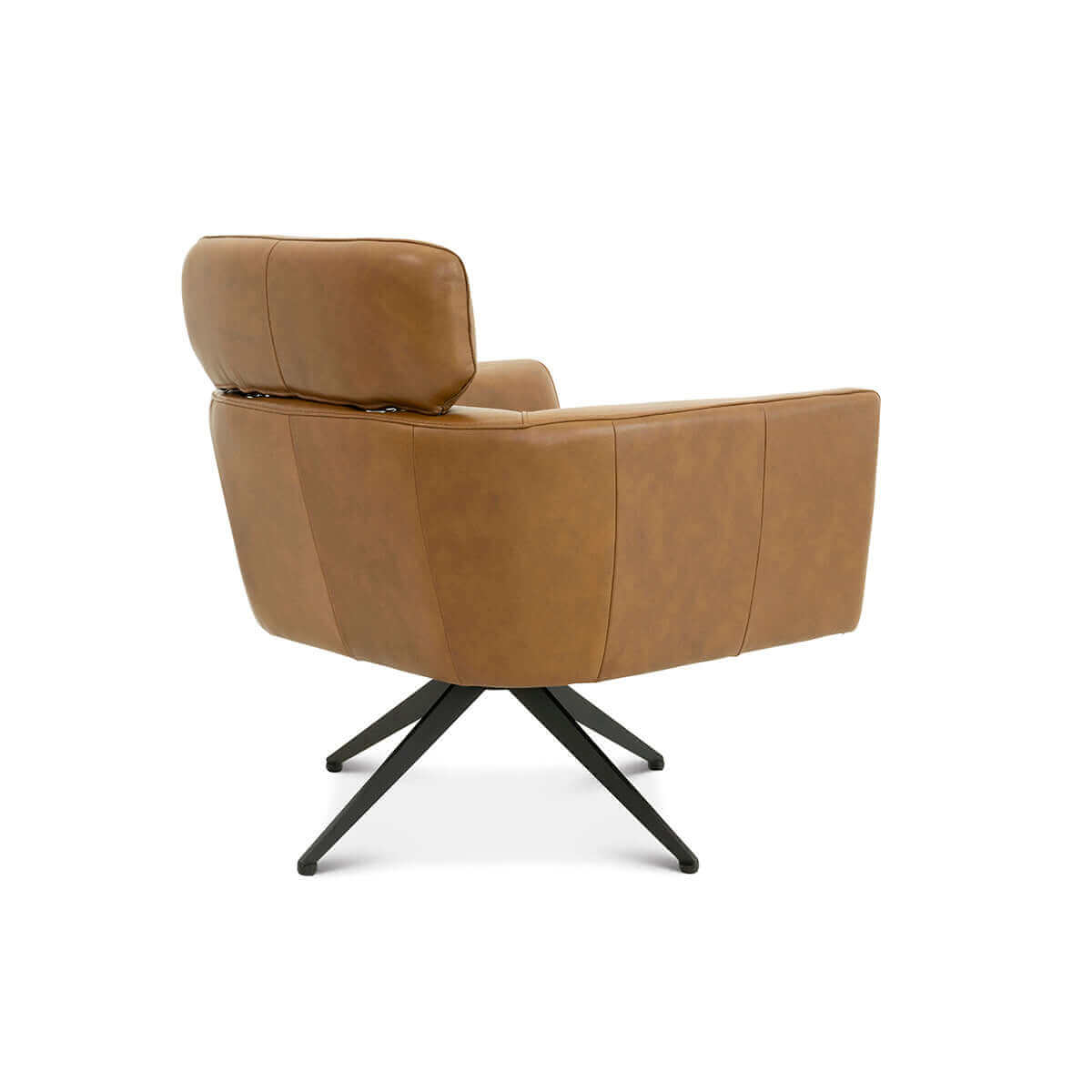Megy Mid-Century Modern Genuine Leather Swivel Chair - New York Modern Furniture