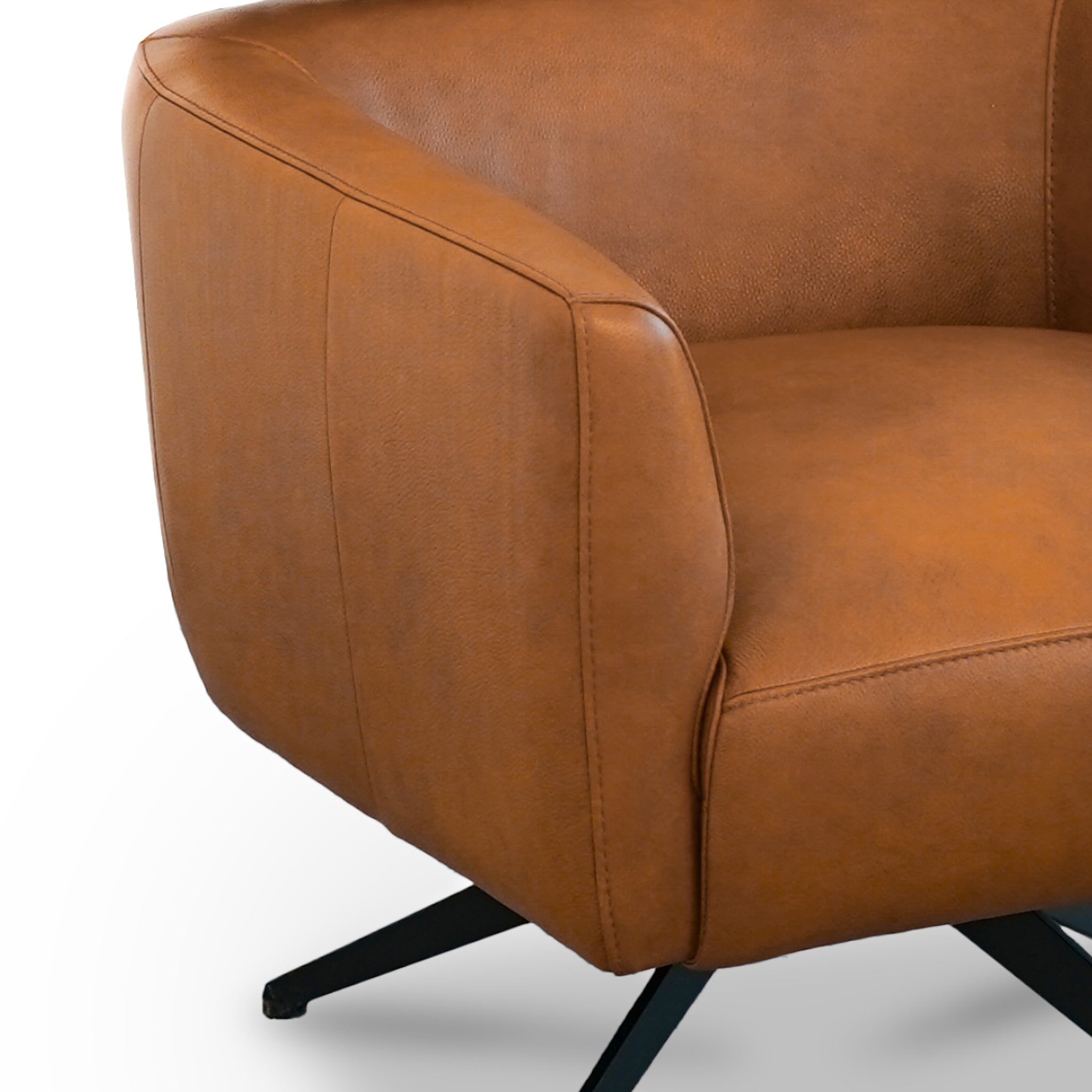 Megy Mid-Century Modern Genuine Leather Swivel Chair - New York Modern Furniture
