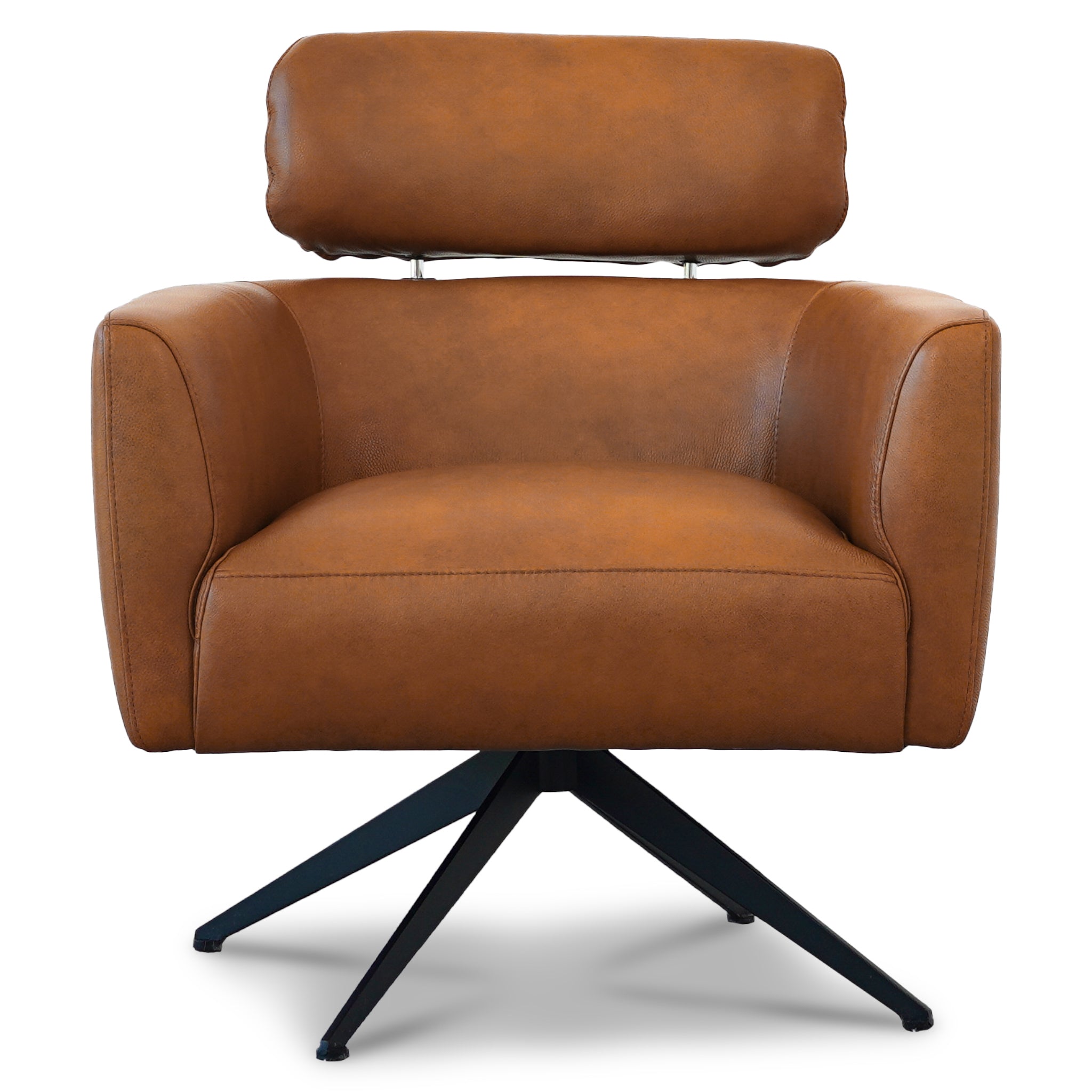 Megy Mid-Century Modern Genuine Leather Swivel Chair - New York Modern Furniture