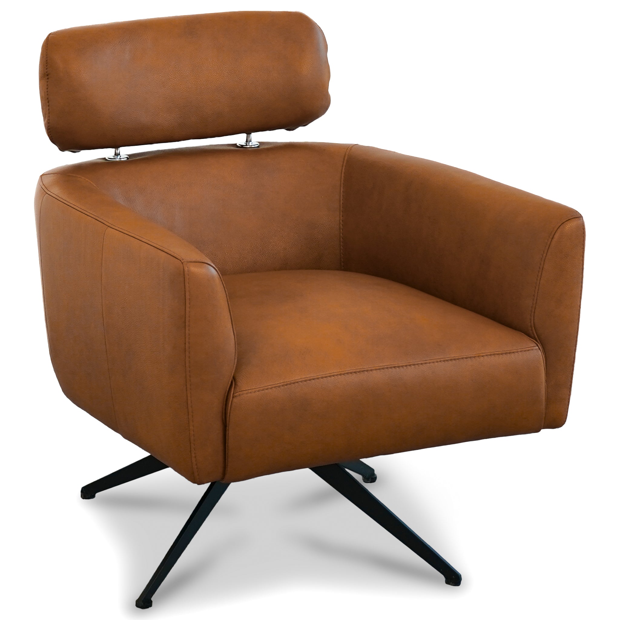 Megy Mid-Century Modern Genuine Leather Swivel Chair - New York Modern Furniture