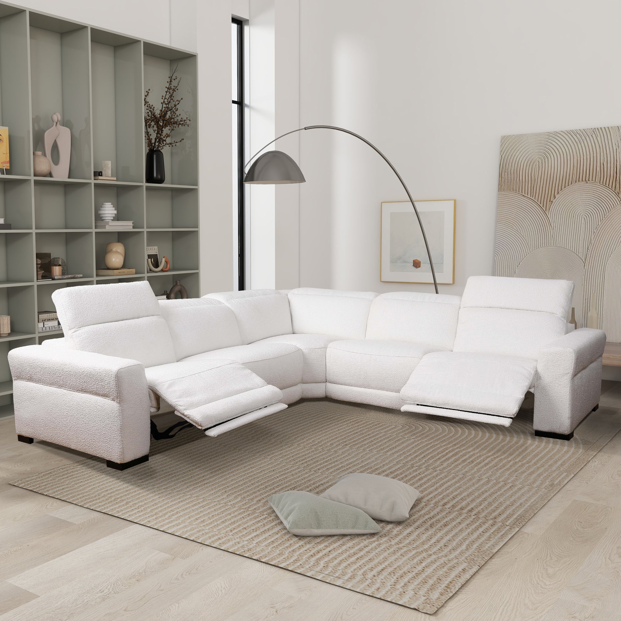 Monroe Boucle Reclining Sectional Sofa - New York Modern Furniture