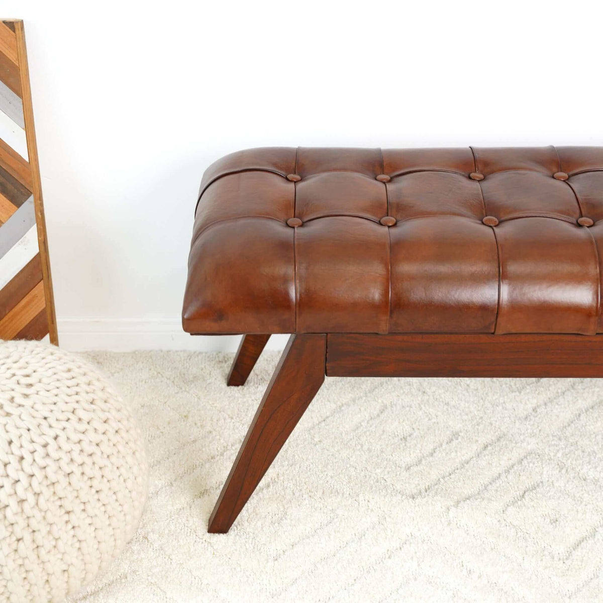 Newstead Cognac Leather Bench