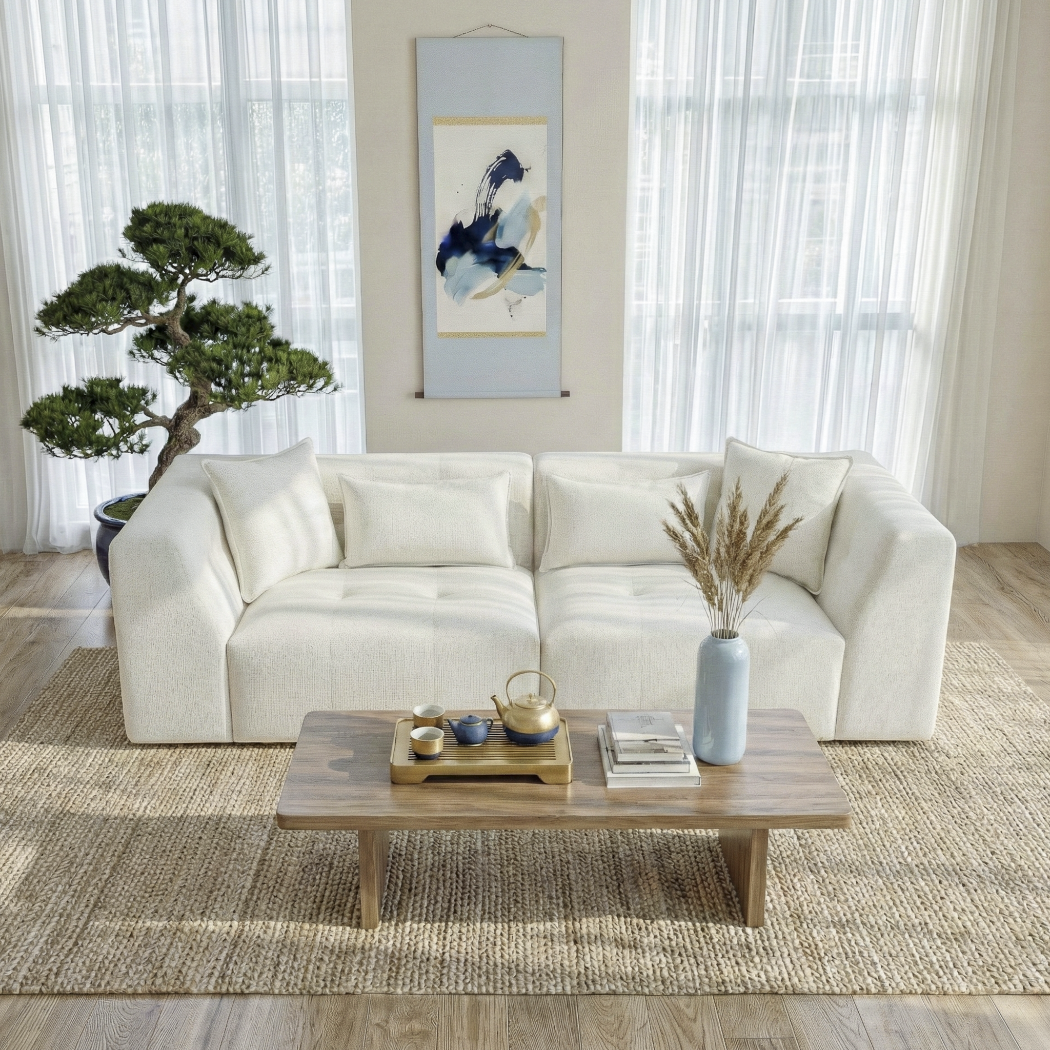 Niagara Contemporary Chenille Sofa with Wide Arms and Plush Upholstery | New Yok Modern Furniture