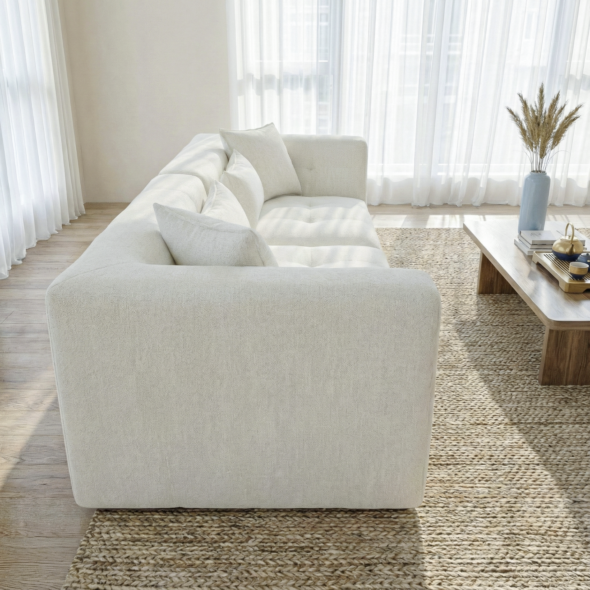 Niagara Contemporary Chenille Sofa with Wide Arms and Plush Upholstery | New Yok Modern Furniture