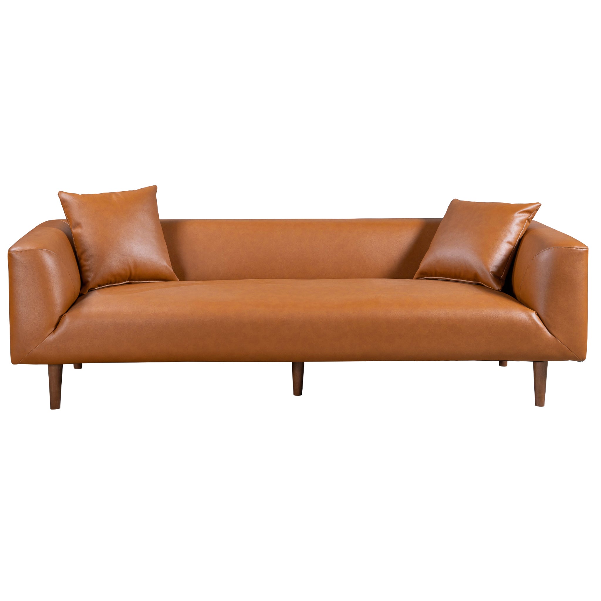 Oriel Cognac Vegan Leather Sofa - New York Modern Furniture