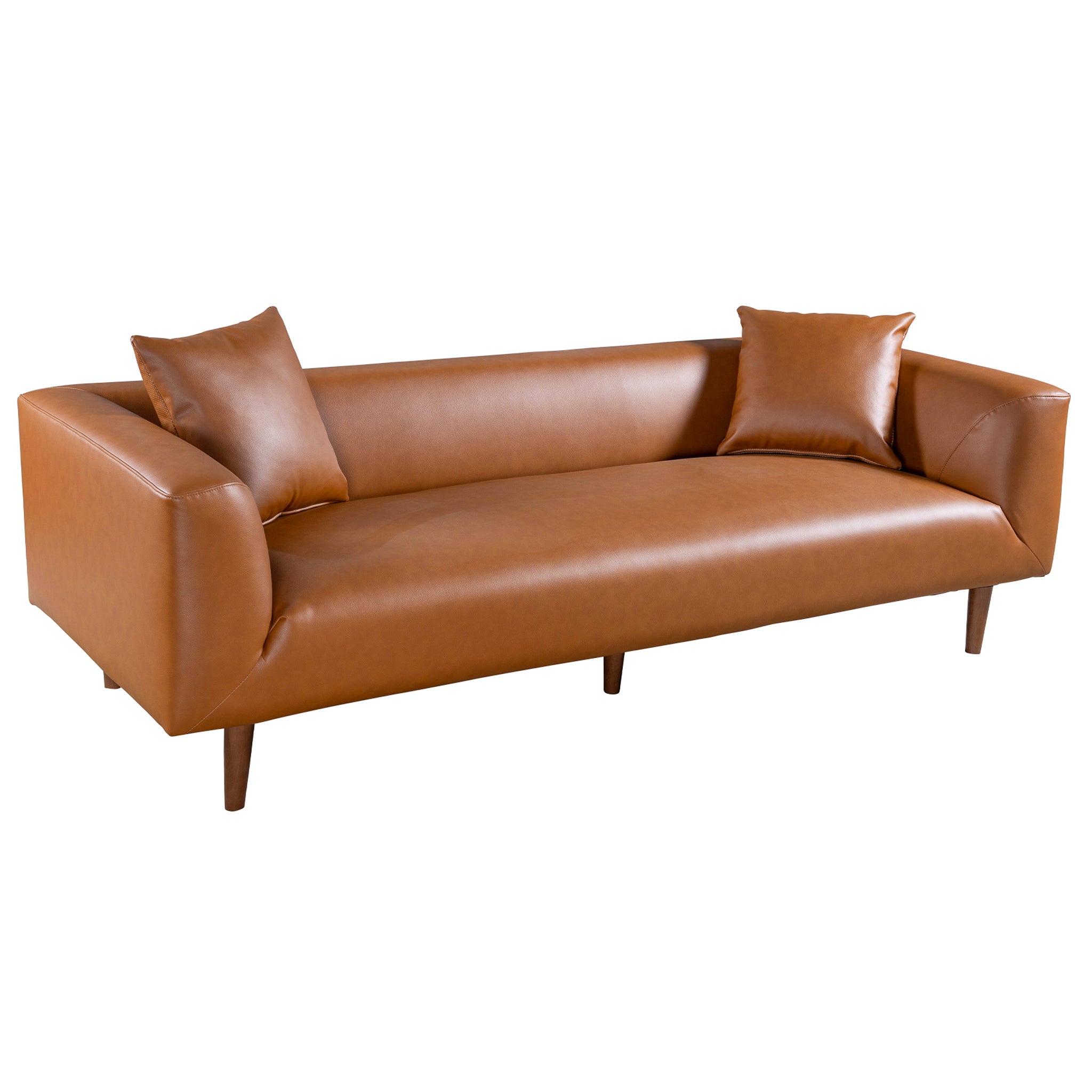 Oriel Cognac Vegan Leather Sofa - New York Modern Furniture