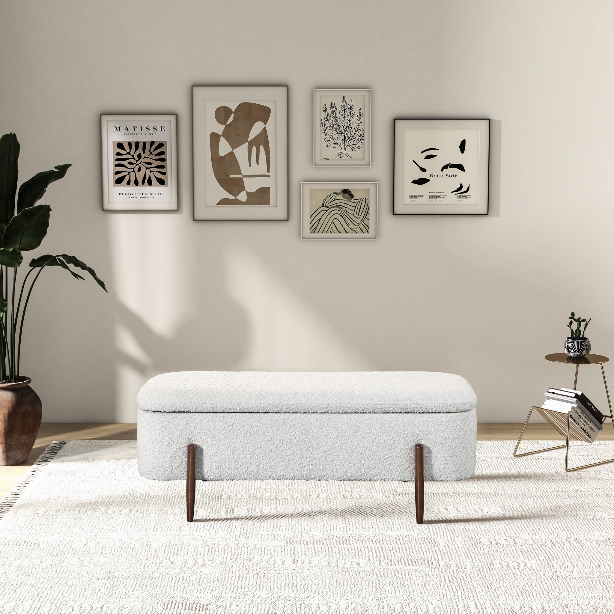 Petra Boucle Storage Bench - New York Modern Furniture