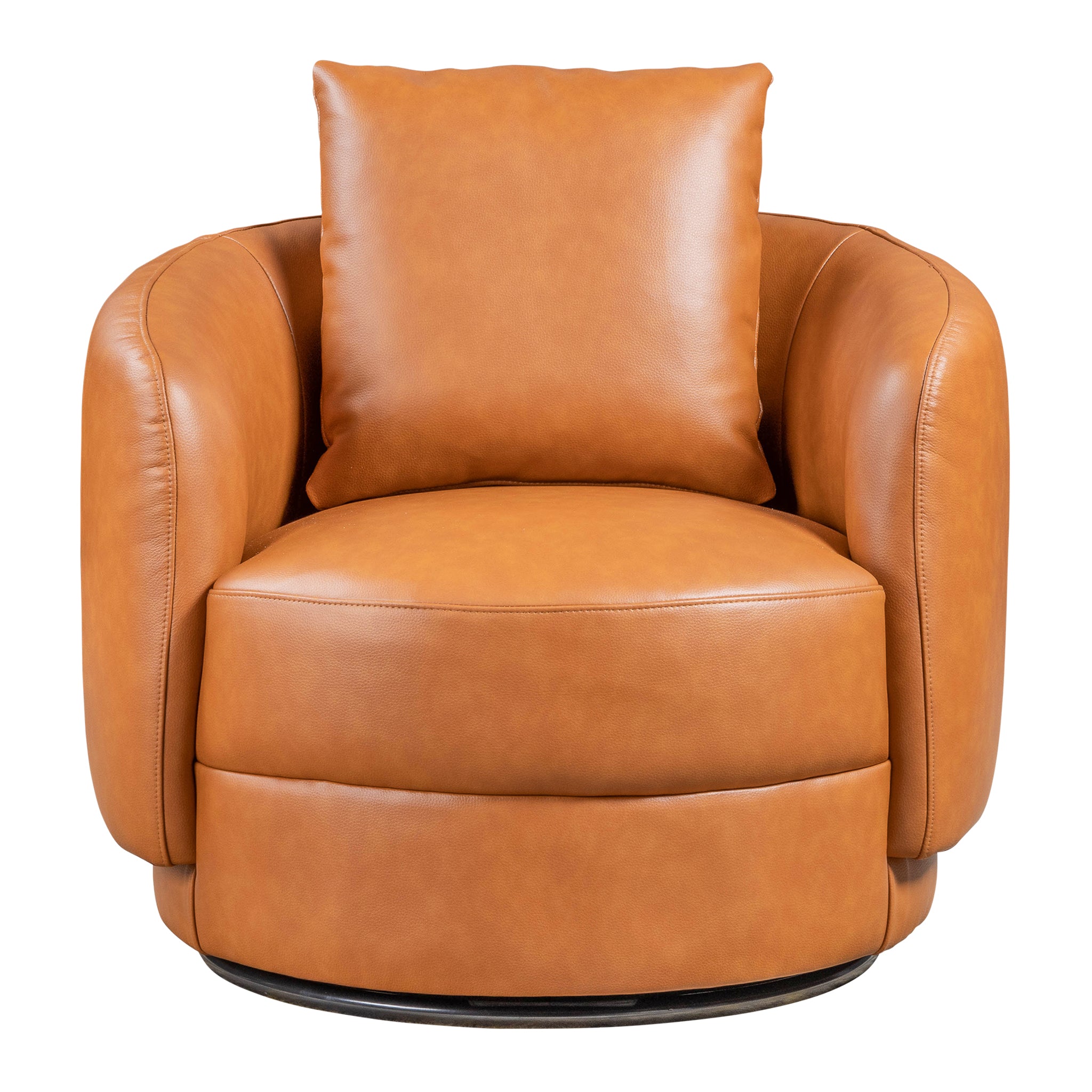 Polun Leather Swivel Chair - Cognac