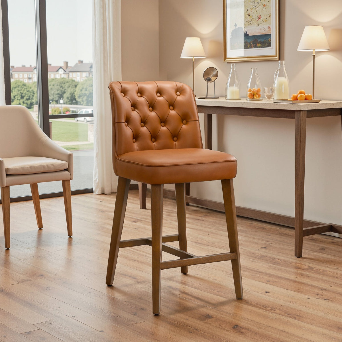 Quincy Vegan Leather Counter Stool - New York Modern