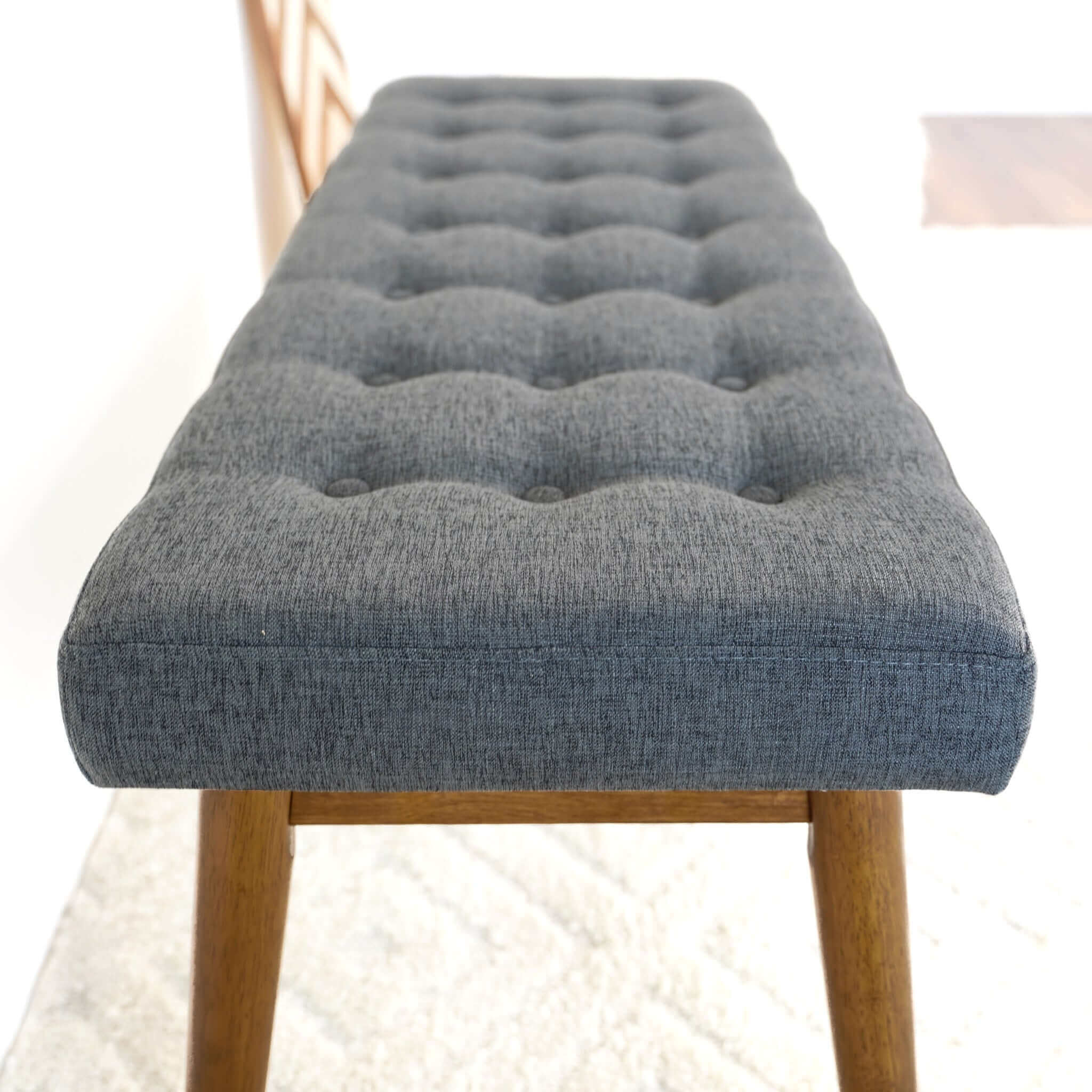 Reid Modern Button-Tufted Fabric Upholstered Bench - New York Modern Furniture