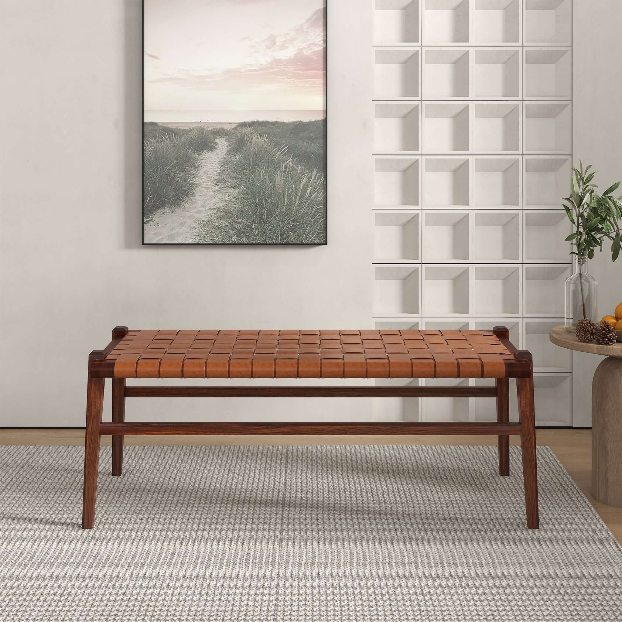 Saddle Leather Bench - New York Modern Furniture